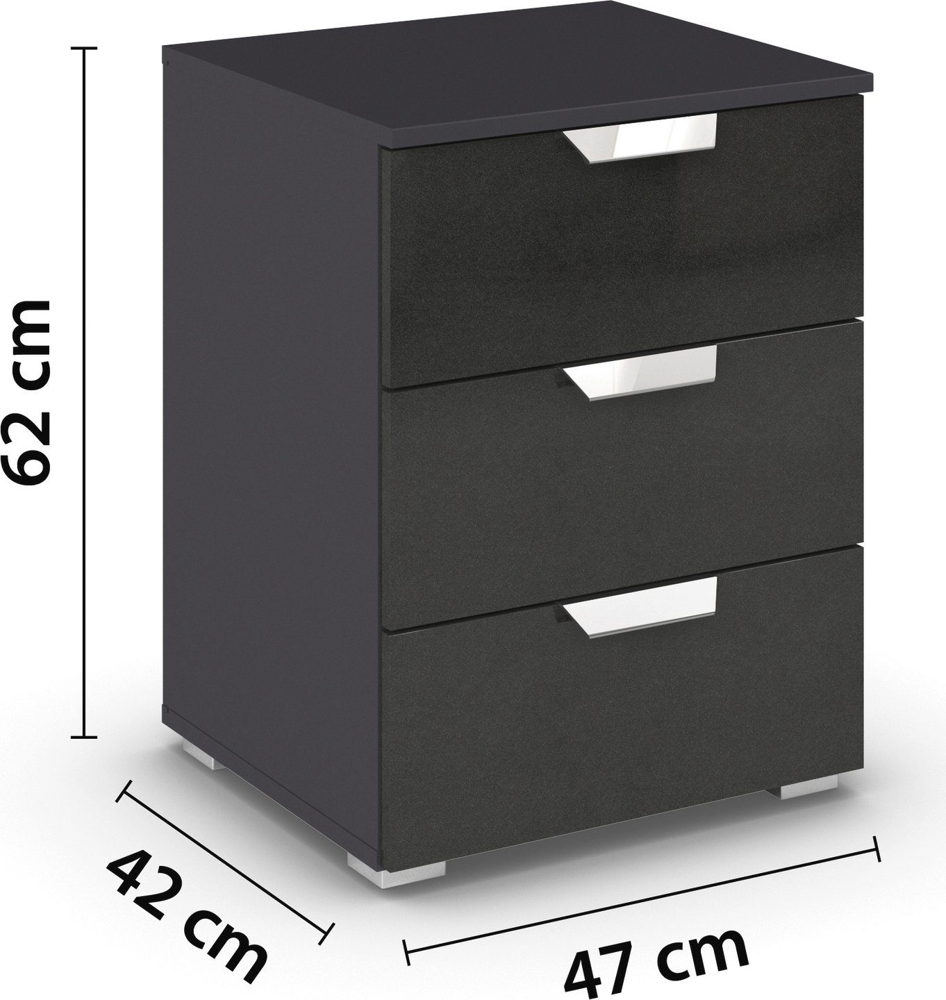 rauch Nachtkastje Glamour by Aditio met hoogglans front, 3 lades met softclose-functie