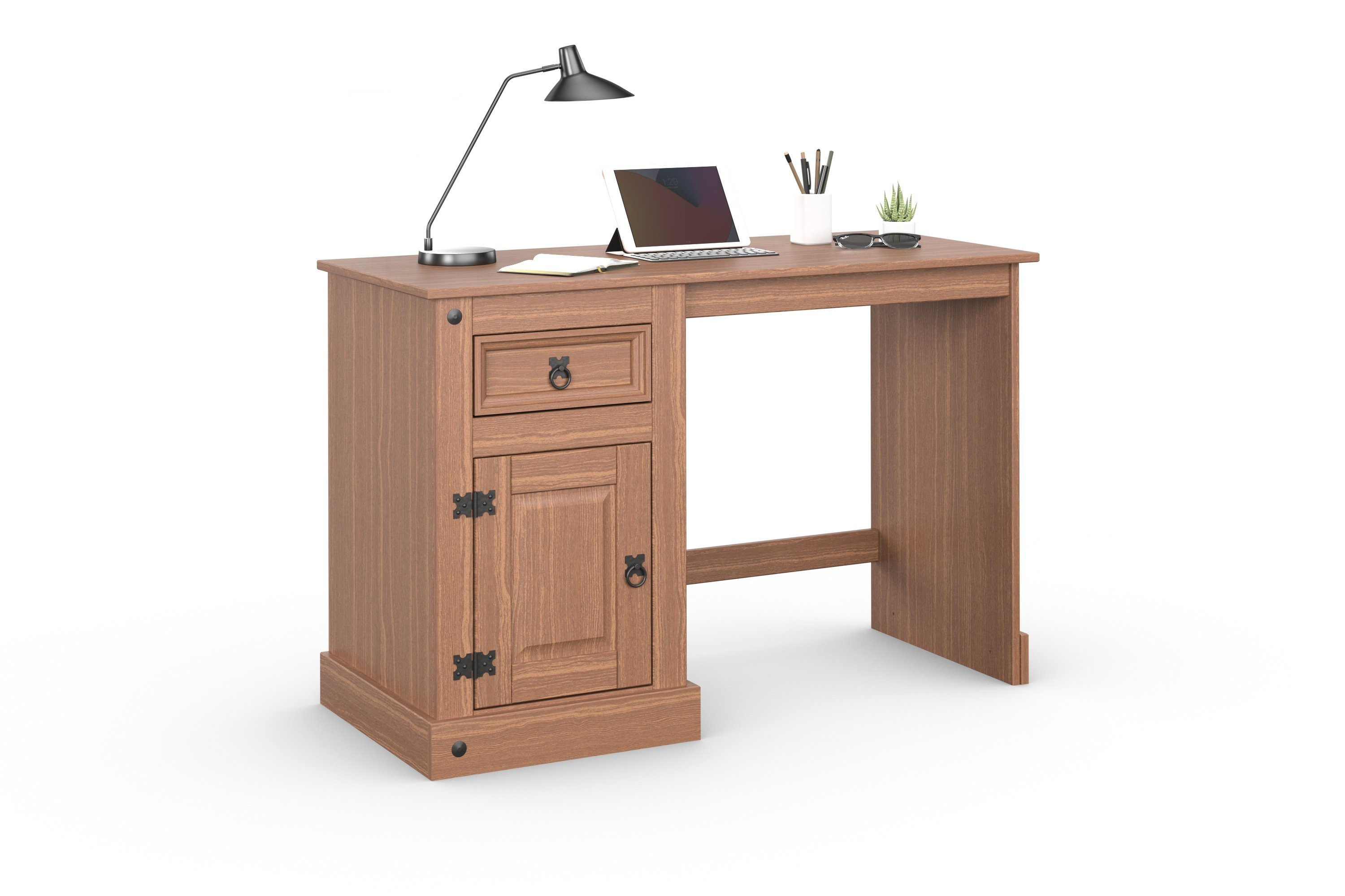 Home affaire Bureau MEXICO met veel opbergruimte, hoogte 76 cm, massief hout