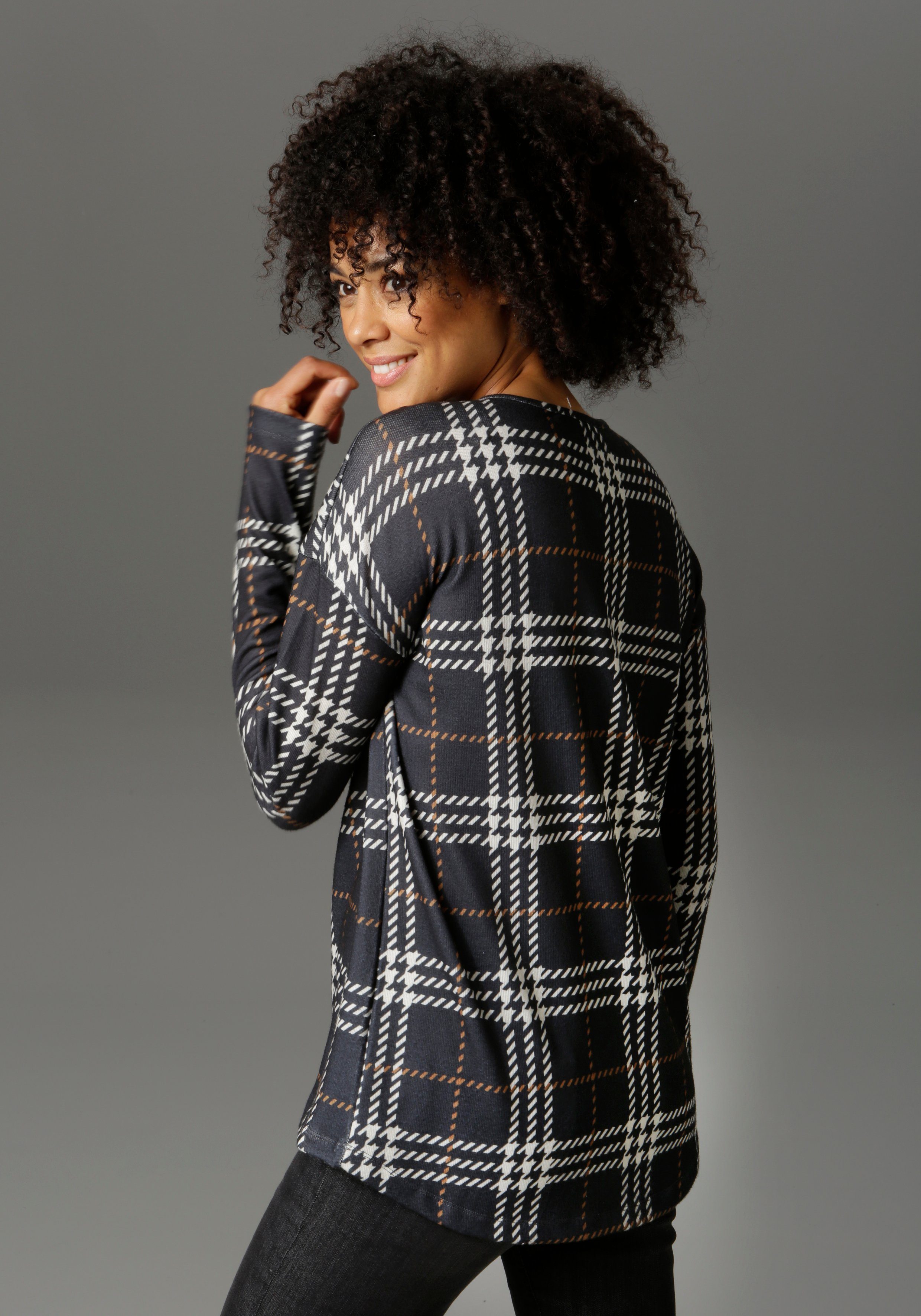 Aniston CASUAL Sweatshirt met ruitdessin