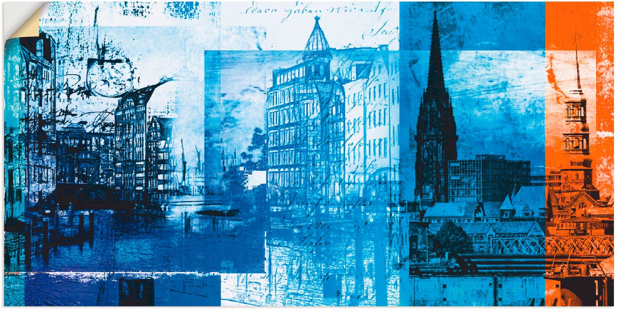 Artland Artprint Hamburg Collage IV in vele afmetingen & productsoorten -artprint op linnen, poster, muursticker / wandfolie ook geschikt voor de badkamer (1 stuk)
