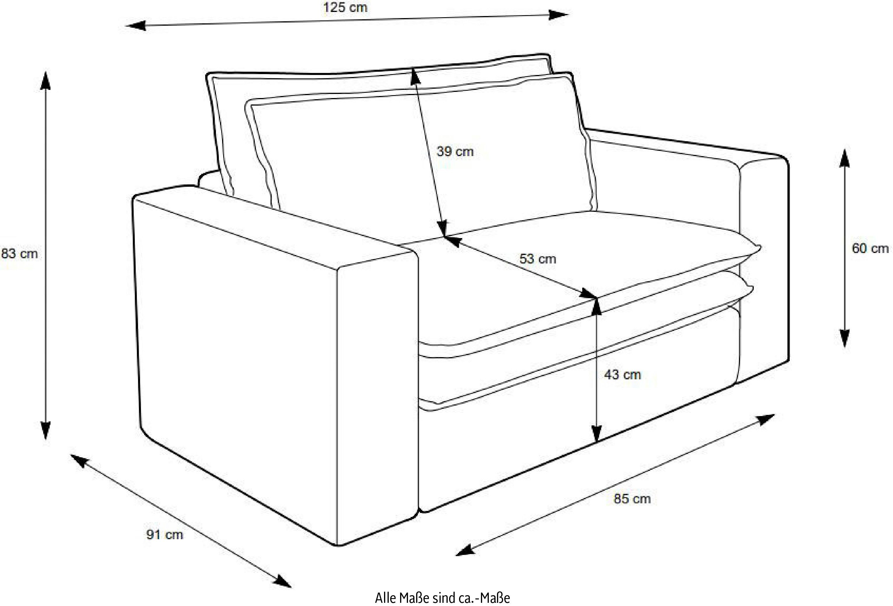 Places of Style Loveseat PIAGGE Hoogwaardige cord, trendy loveseat