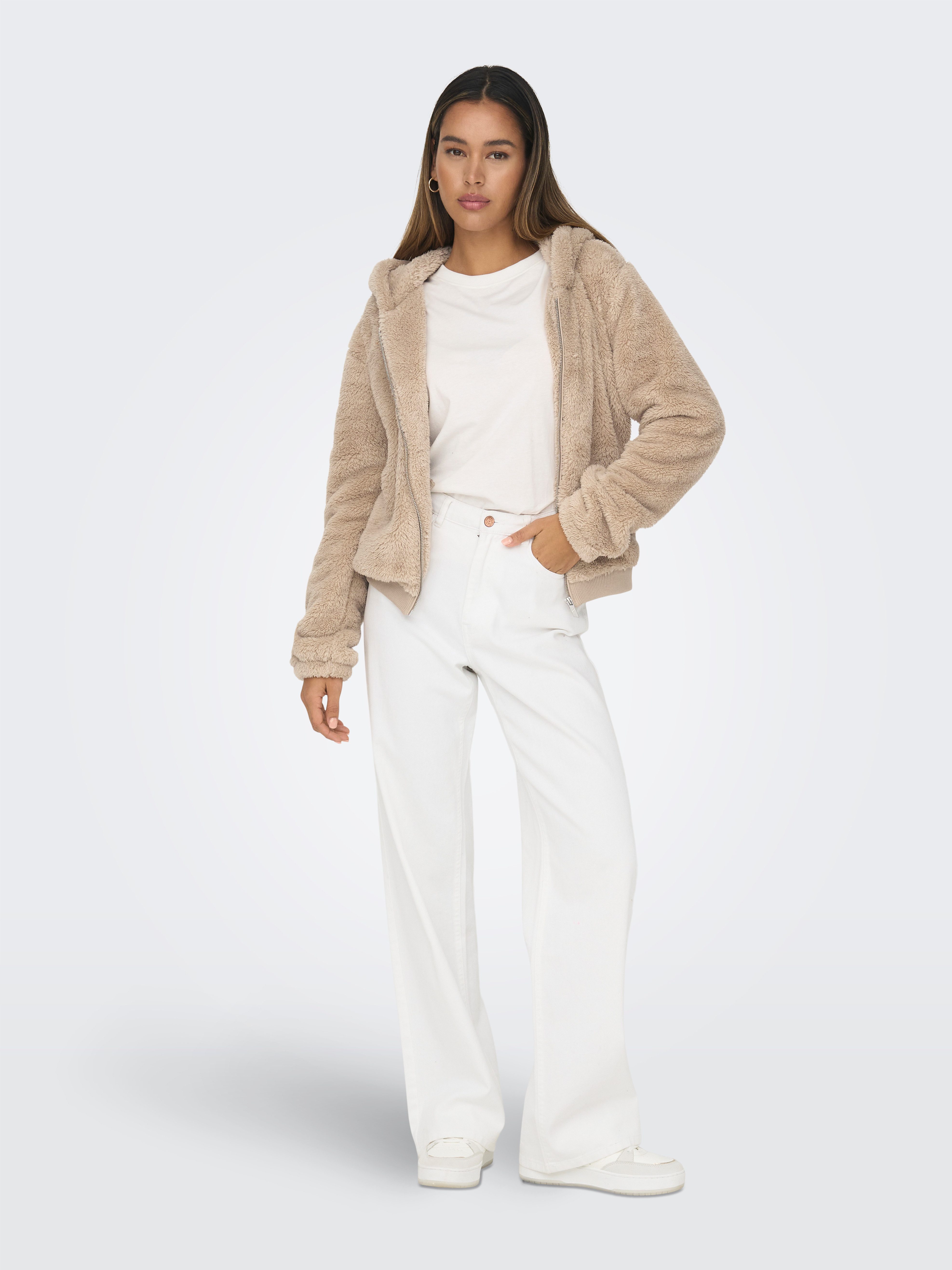 Only Pluche jas met capuchon ONLNEWANNA CONTACT SHERPA JKT OTW NOOS