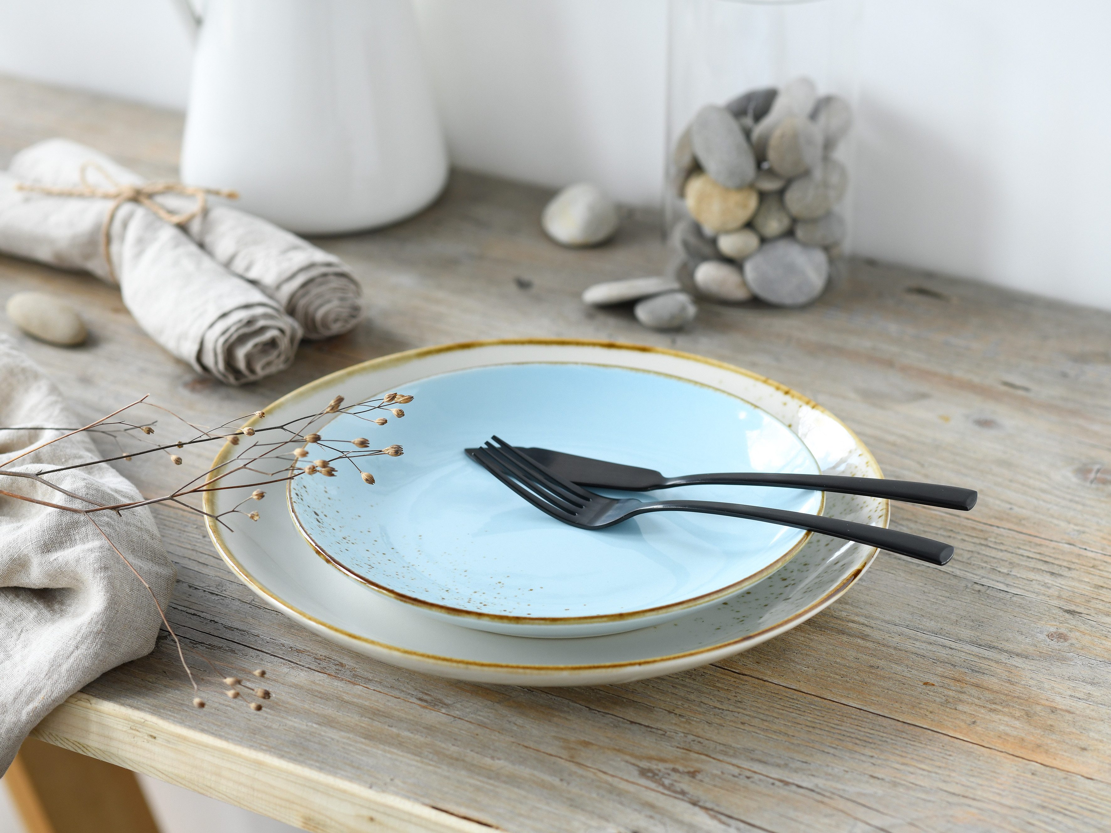 CreaTable Eetservies Servies-set NATURE COLLECTION Scandic Servies, 4 kleuren als set, 12 delen, voor 4 personen (12-delig)