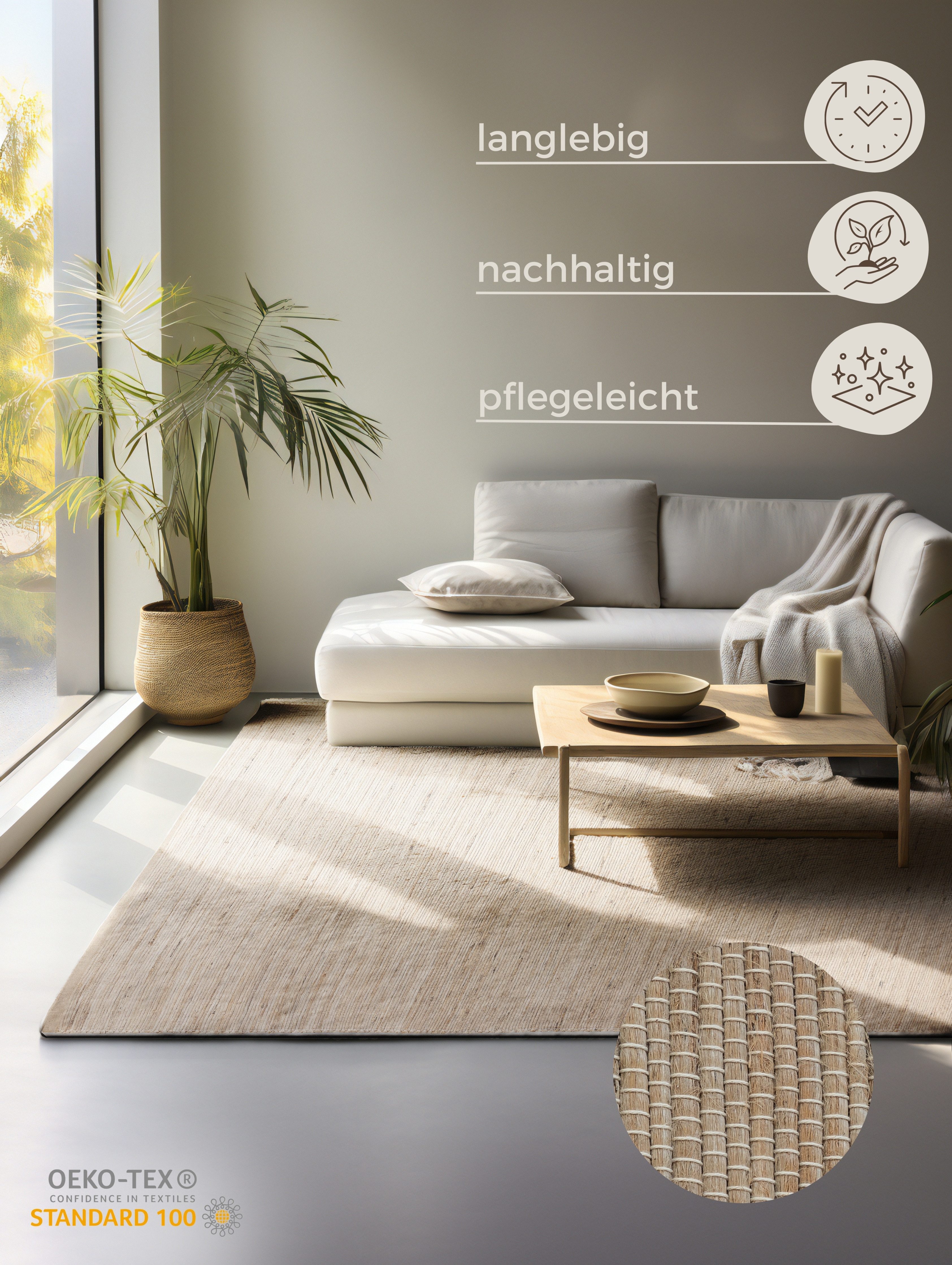 HANSE Home Vloerkleed Dhaka jute tapijt
