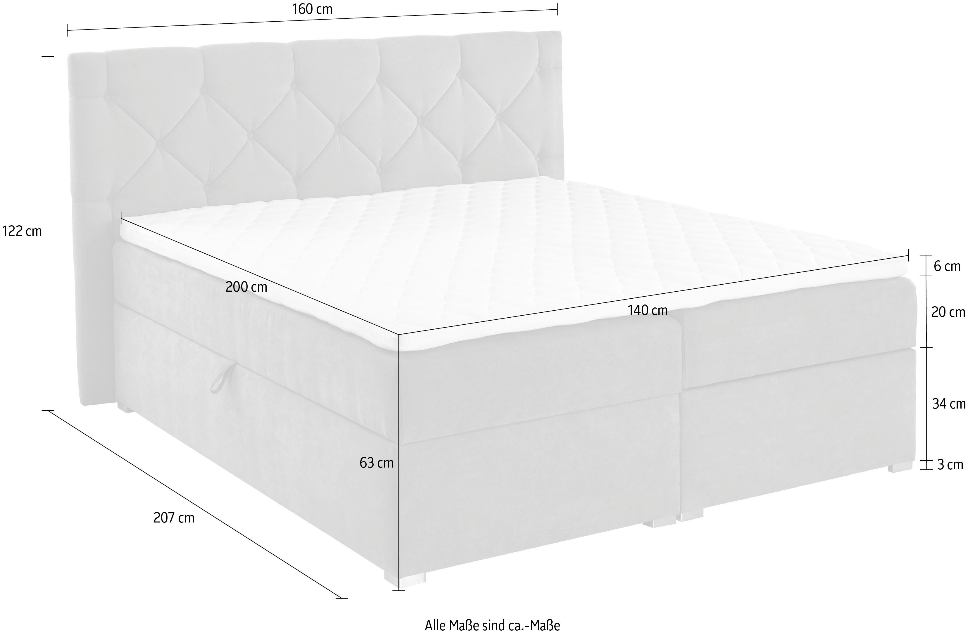 ATLANTIC home collection Boxspring Meike met xxl bedstee en topper
