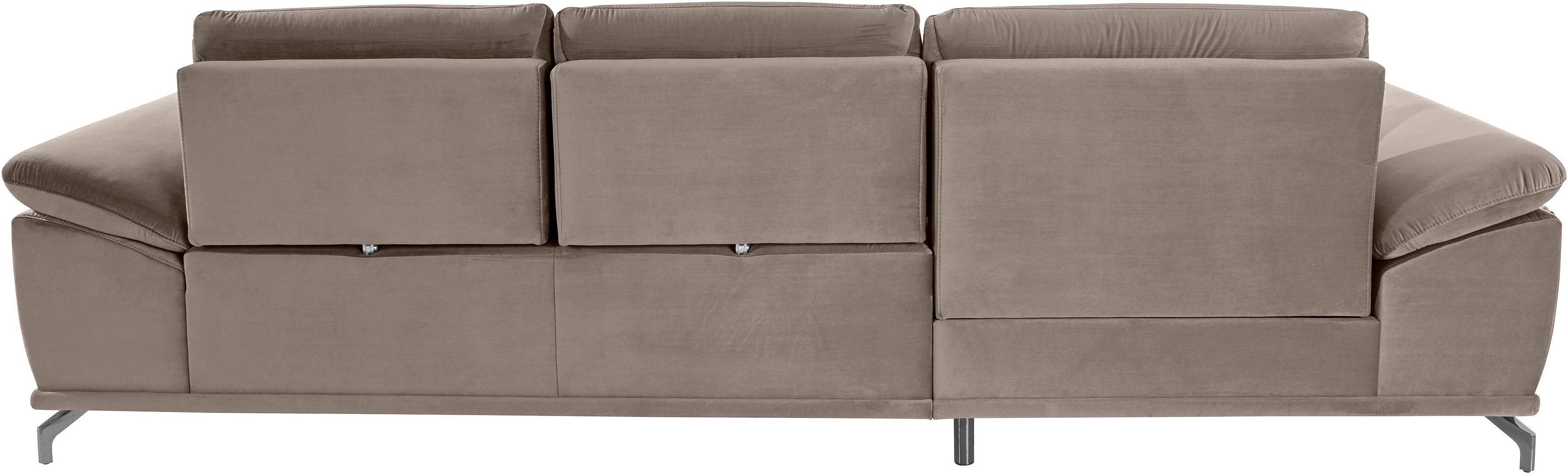 Places of Style Hoekbank Costello L-vorm, met zitdiepteverstelling, armleuningverstelling en