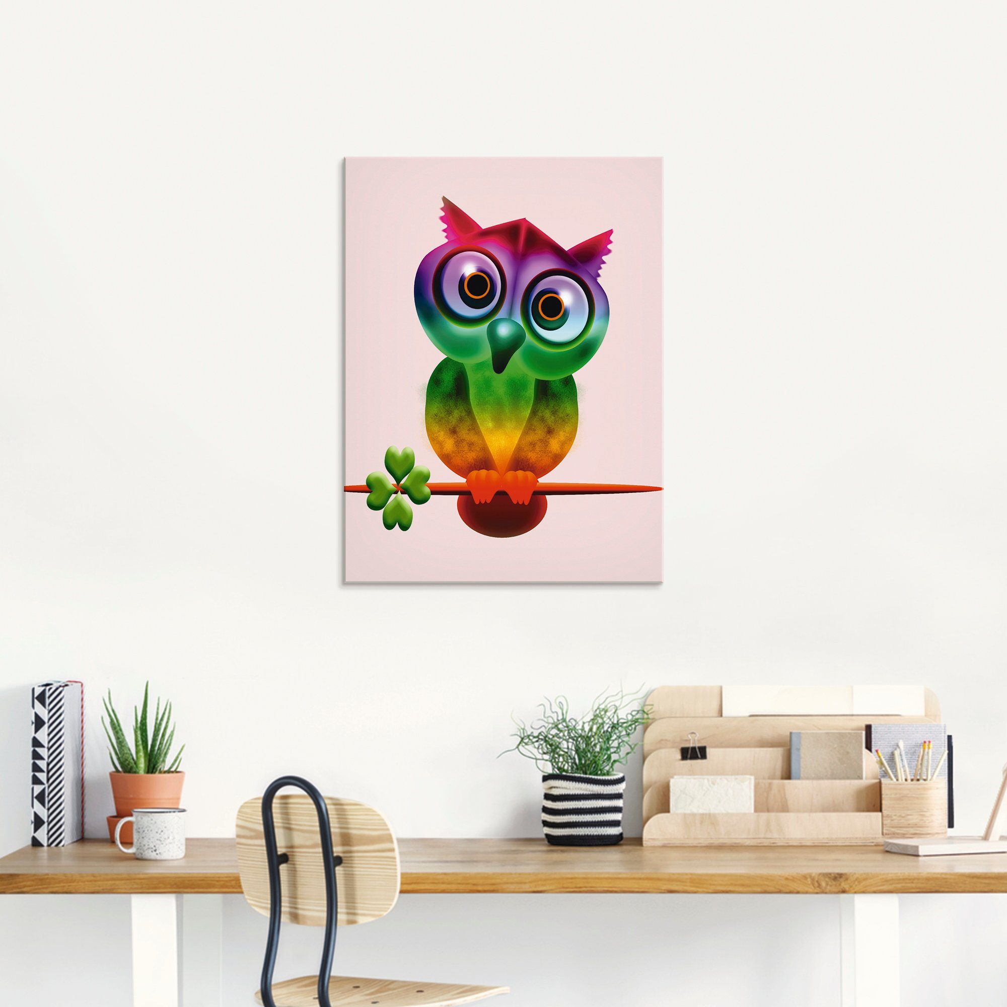Artland Print op glas Veelkleurige uil in verschillende maten