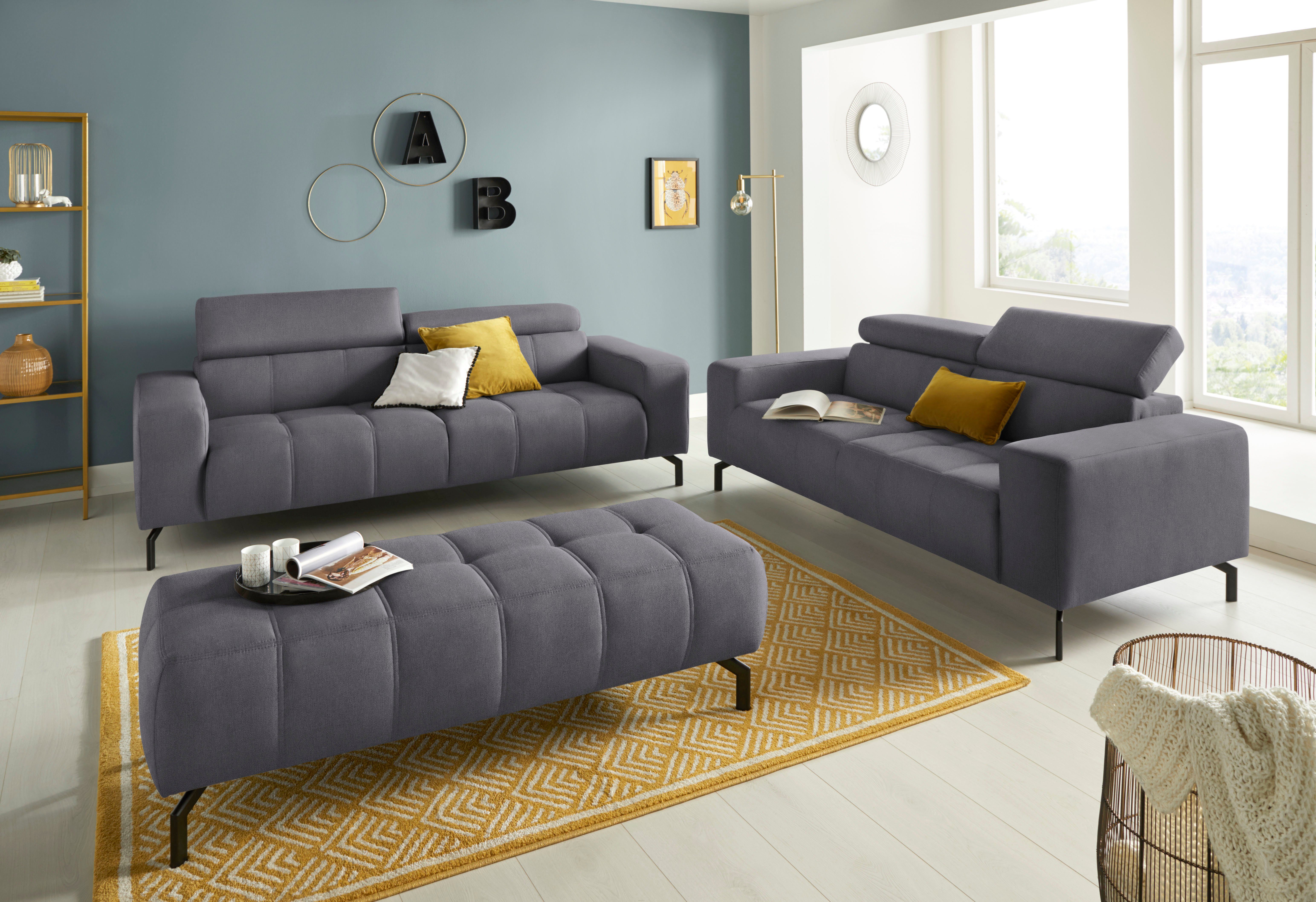 DOMO collection 2,5-zitsbank Cunelli tijdloos en elegant, moderne zitnaden als designelement,