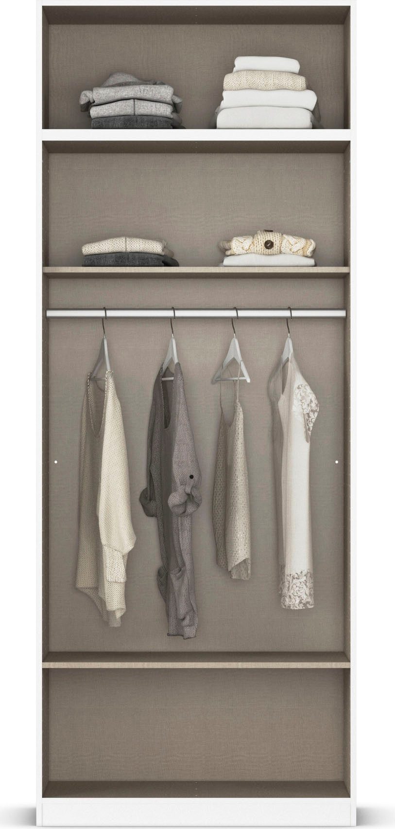 rauch Draaideurkast Prandon A met 2 lades en opbouw-element, metalen grepen in wit (set, 2 stuks)