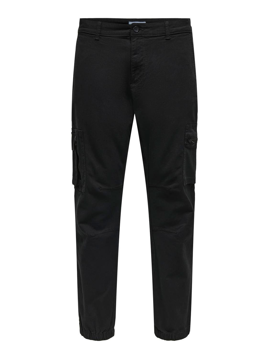 ONLY & SONS Cargobroek ONSCAM PAW CARGO CUFF CANWAS 0207 PANT heren cargobroeken maat 30 zwart