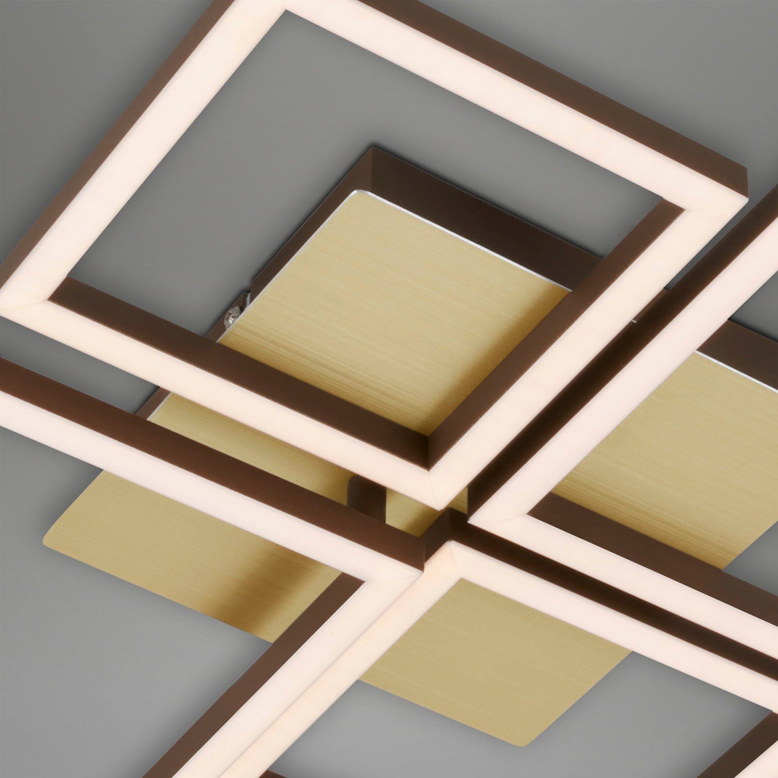 Briloner Leuchten Led-plafondlamp 3128017 FRAME Geheugenfunctie, dimbaar, draaibaar, 3000K warmwit, goudkleur-bruin