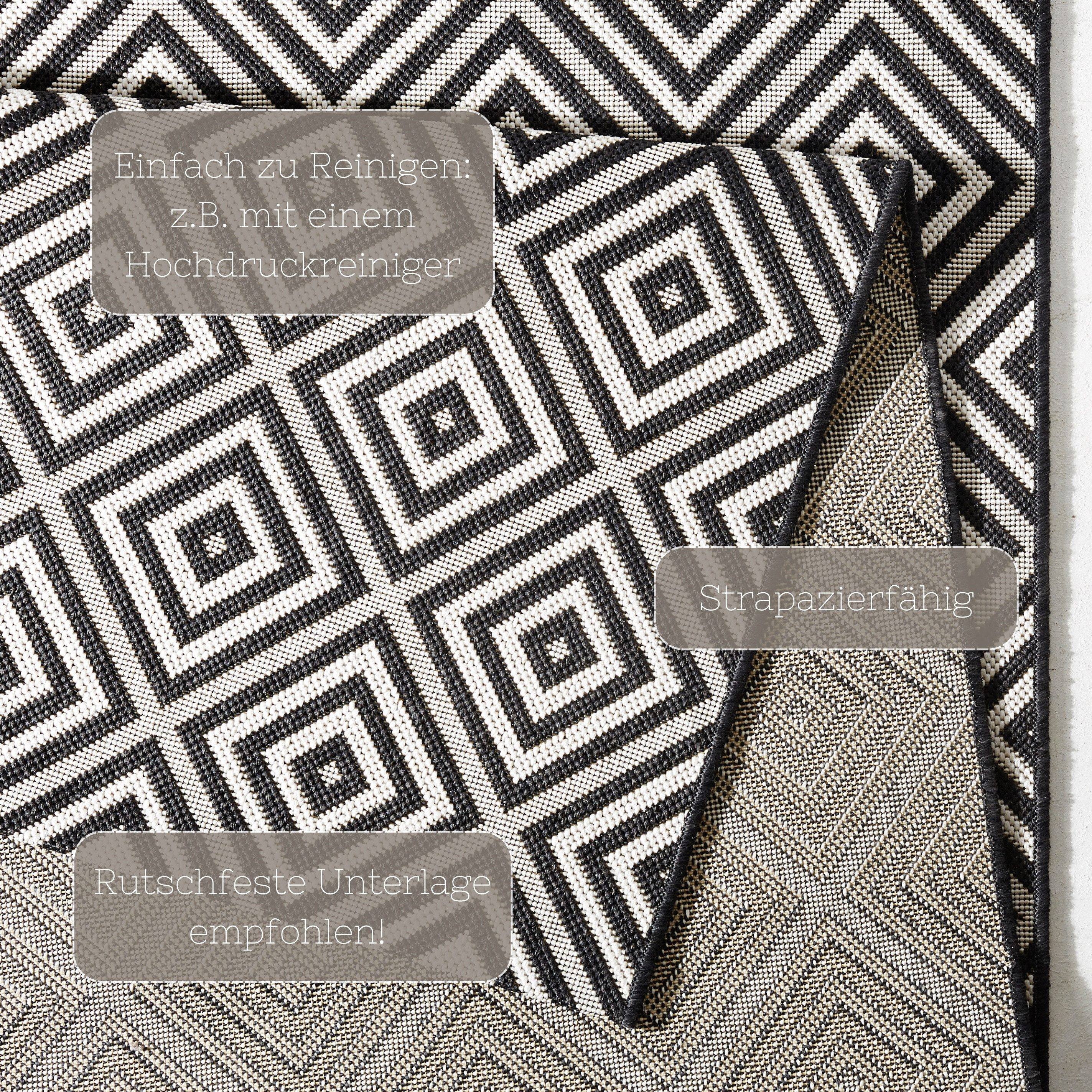 NORTHRUGS Vloerkleed Geruit Binnen- en buitengebruik, loper, weerbestendig, ruit, balkon, tuin, gang
