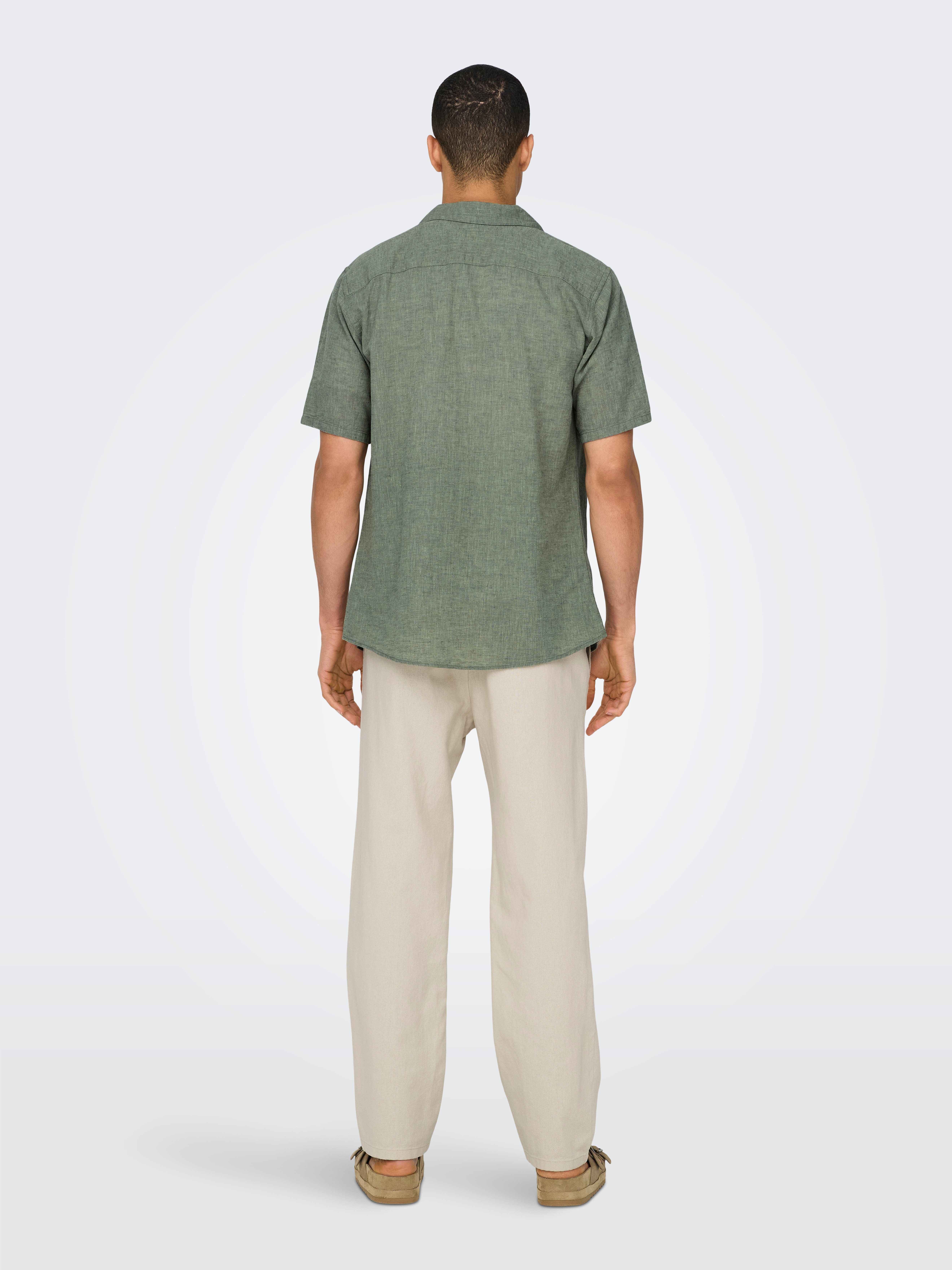 ONLY & SONS Overhemd met korte mouwen ONSCAIDEN SS SOLID RESORT LINEN NOOS