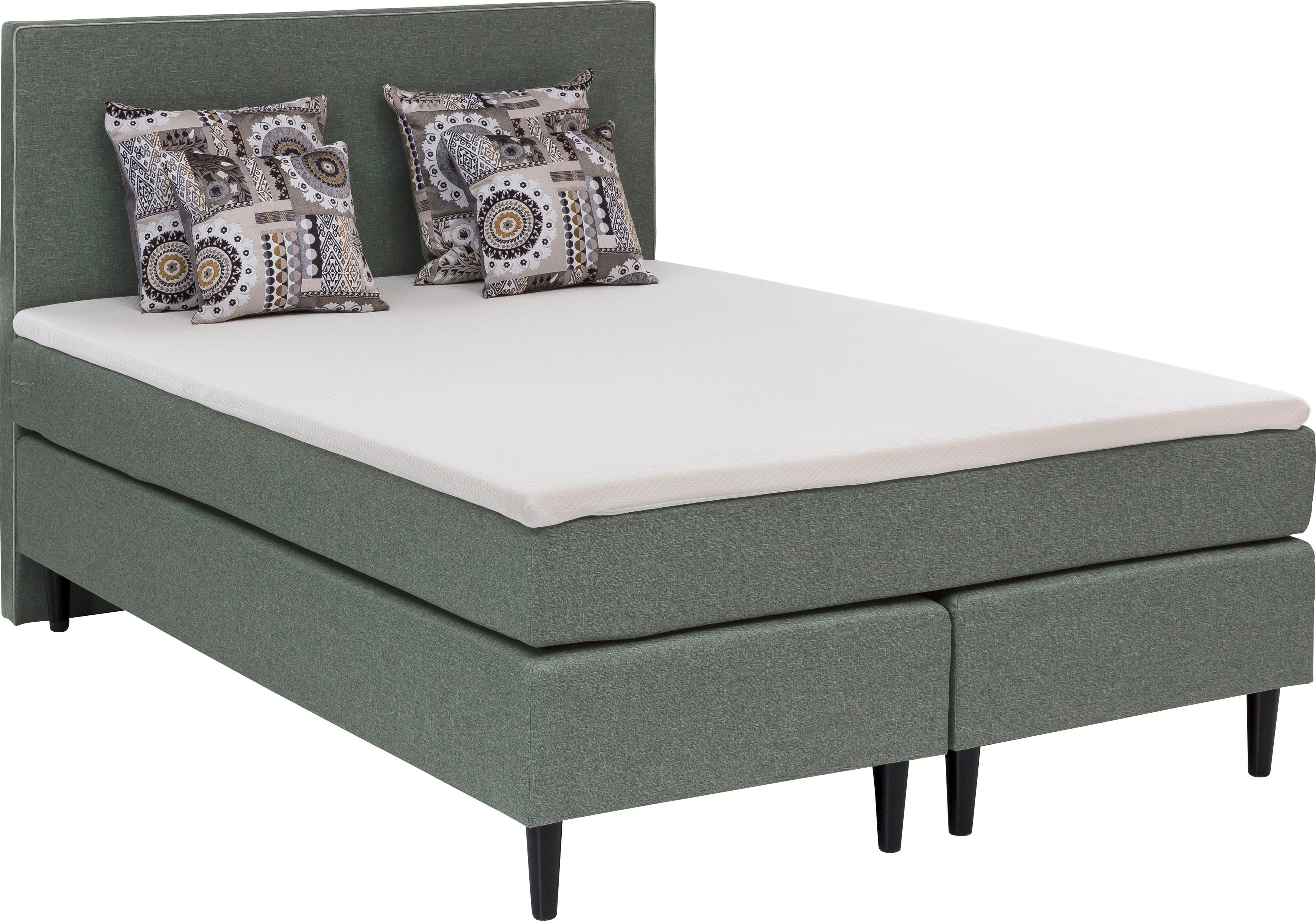 grüne betten Boxspring Luisa met pocketveringsmatras, topmatras en sierkussen, 100% veganistisch