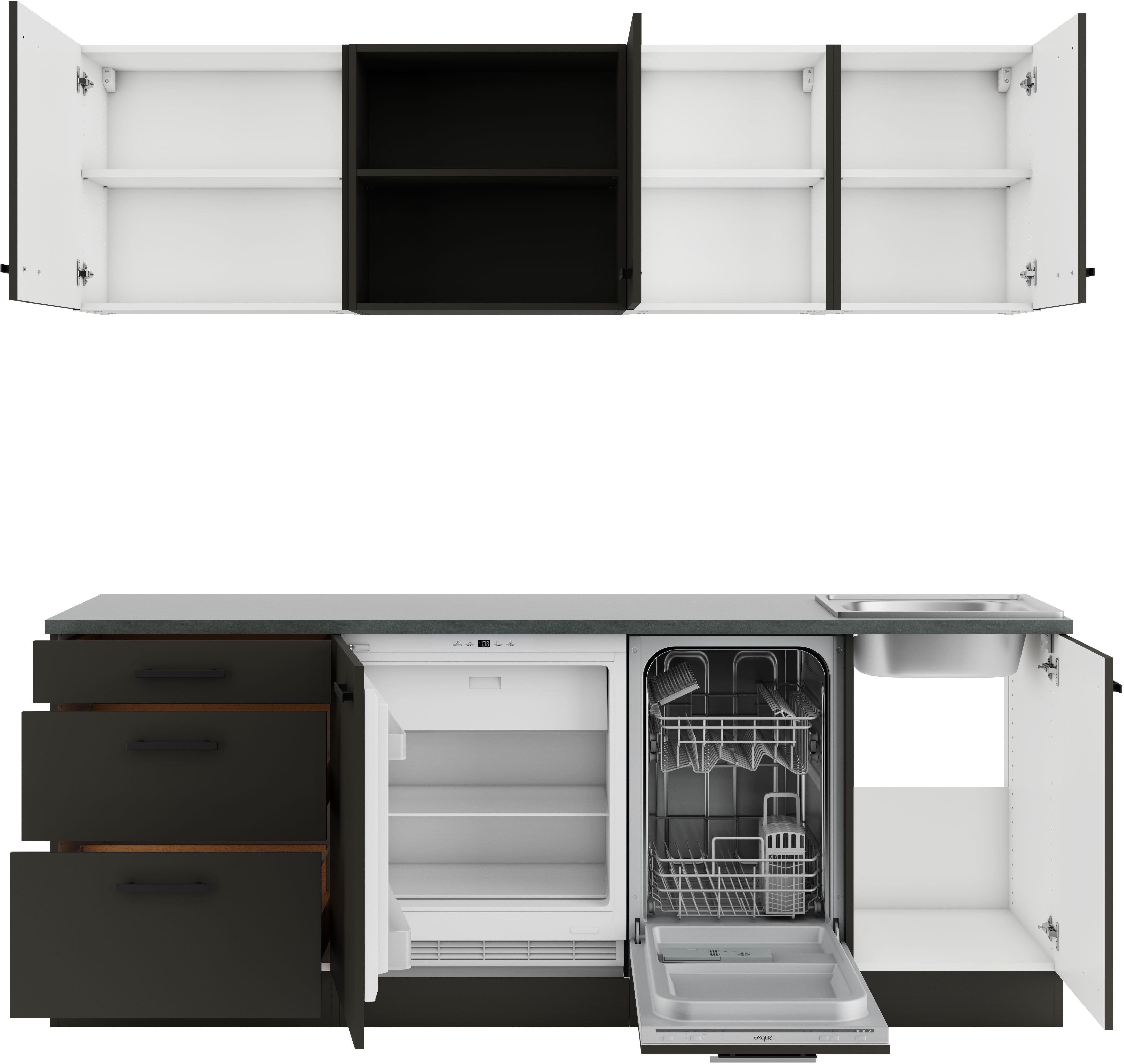 OPTIFIT Keukenblok Palma Breedte 210 cm, optioneel met elektrische apparaten, spiegelbeeld op te stellen