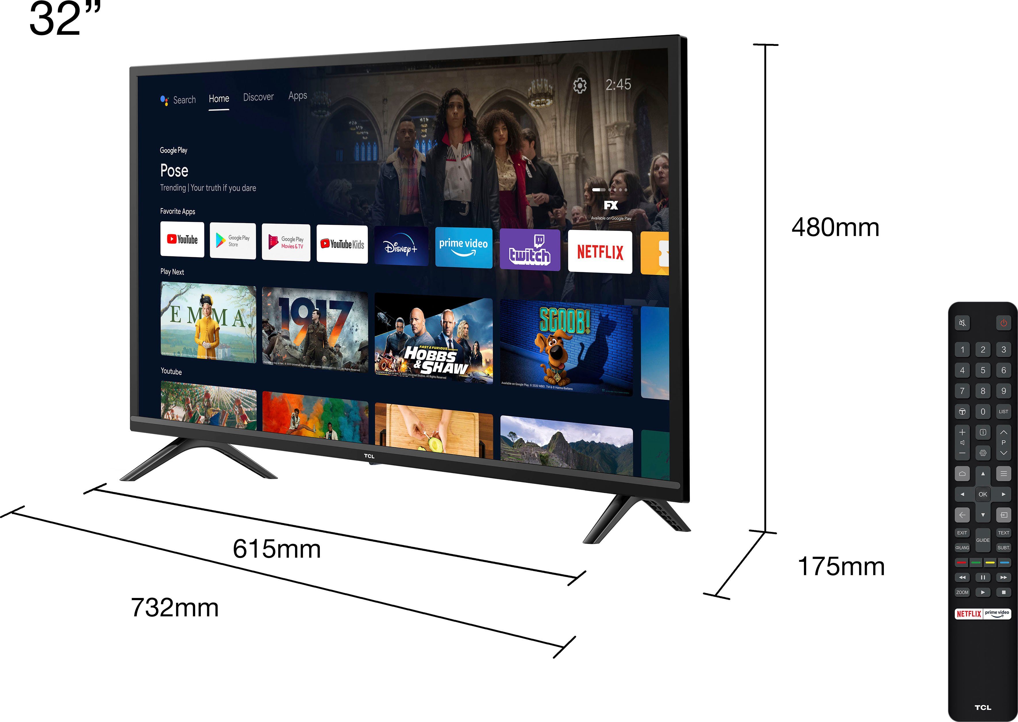 TCL Led-TV 32S5203, 81 cm / 32", HD ready, Smart TV - Android TV