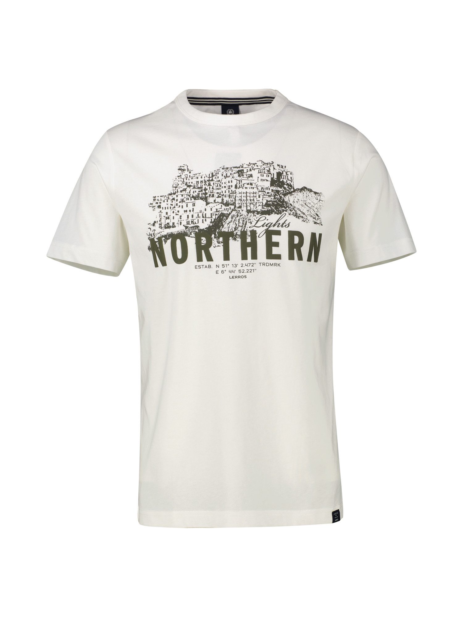 Lerros T-shirt LERROS Effen T-shirt met borstprint