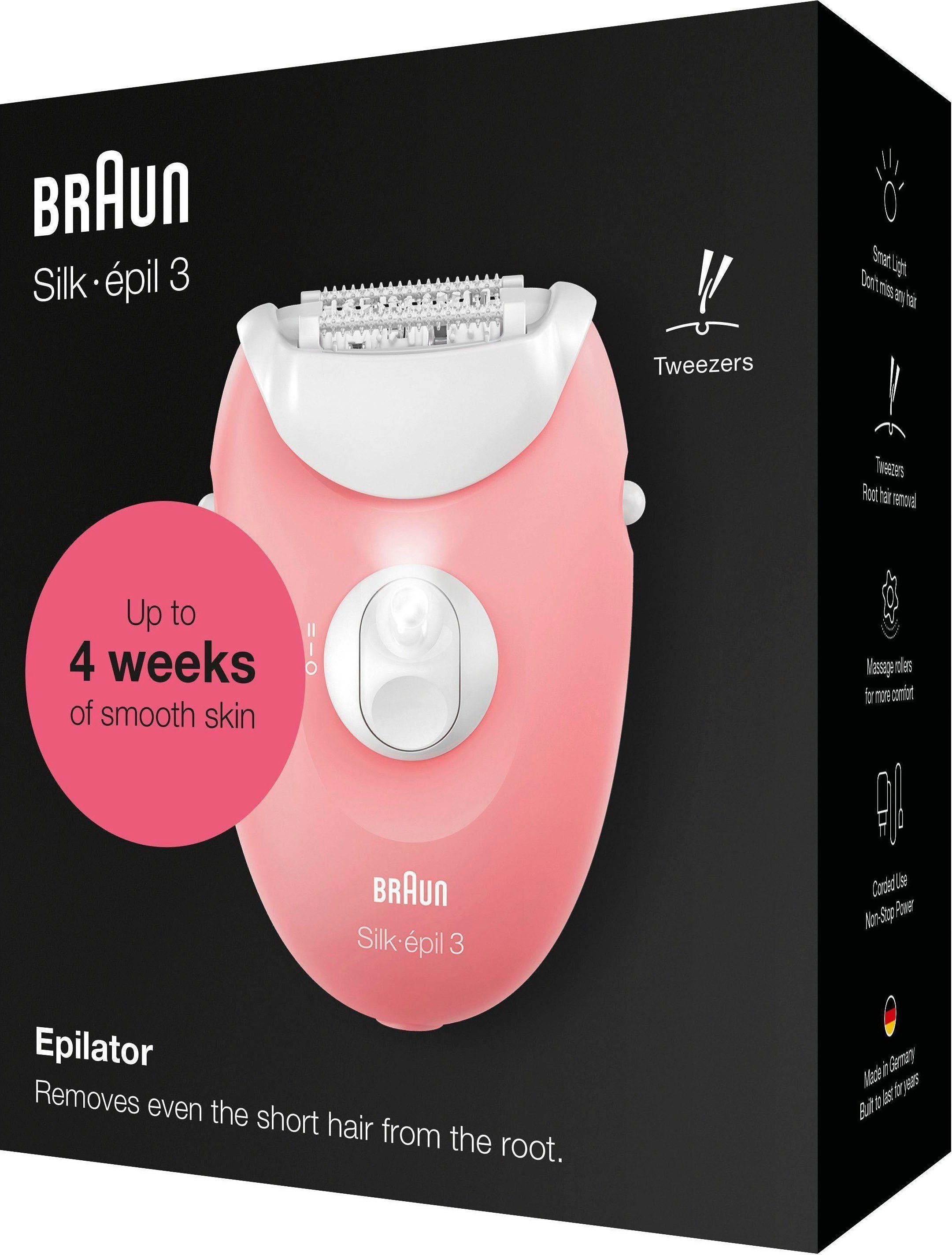 Braun Epilator Silk-épil 3 3-176 20-pincet-systeem, smartlight-technologie, massagerolopzet