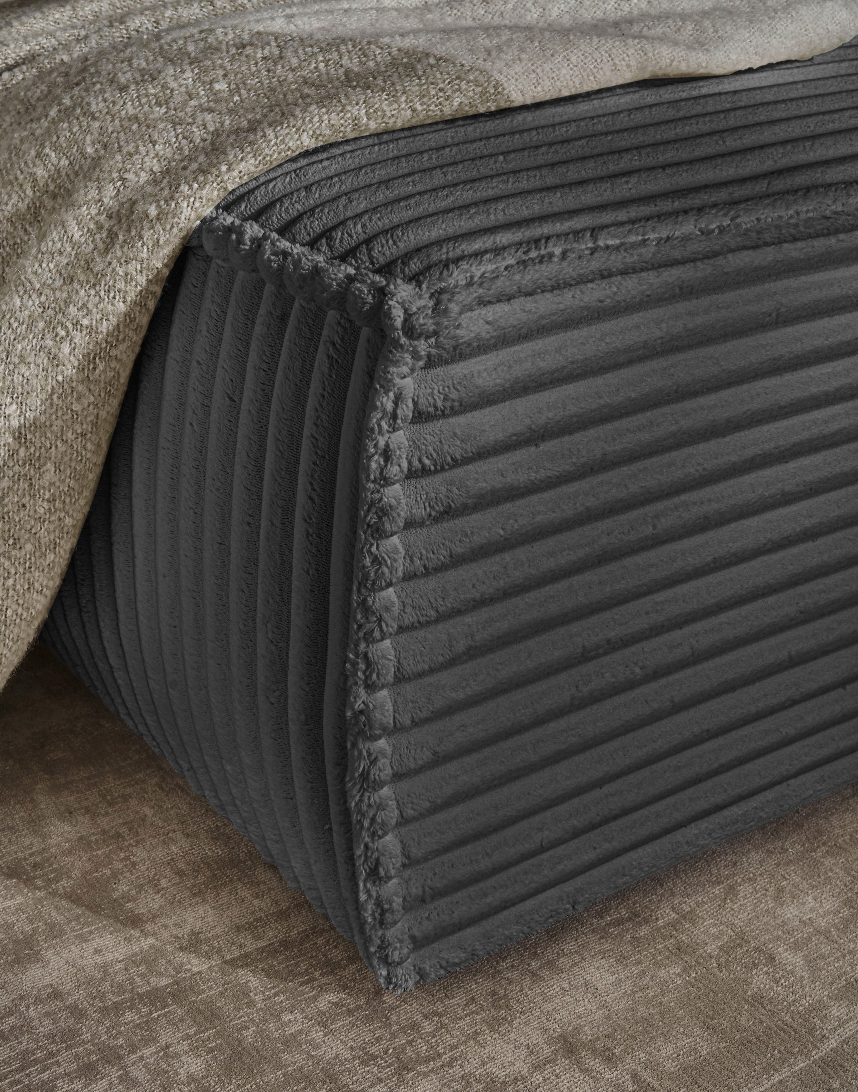 andas Hoekbank Finnley slaapbank 267 cm in Bouclé, fijne structuur en cord, L-vorm