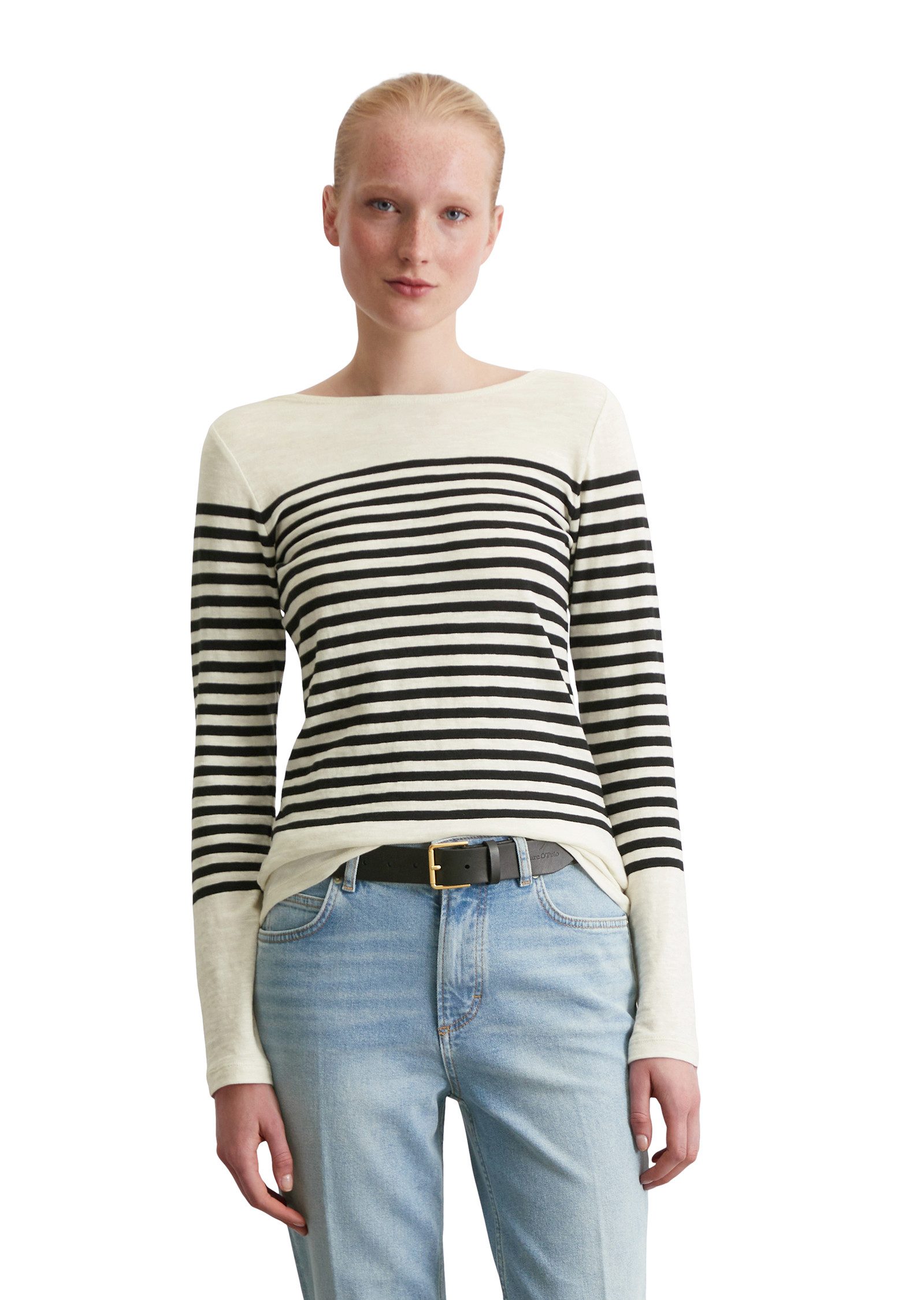 Marc O'Polo Shirt met lange mouwen mooi streepdessin dames longsleeves maat L zwart