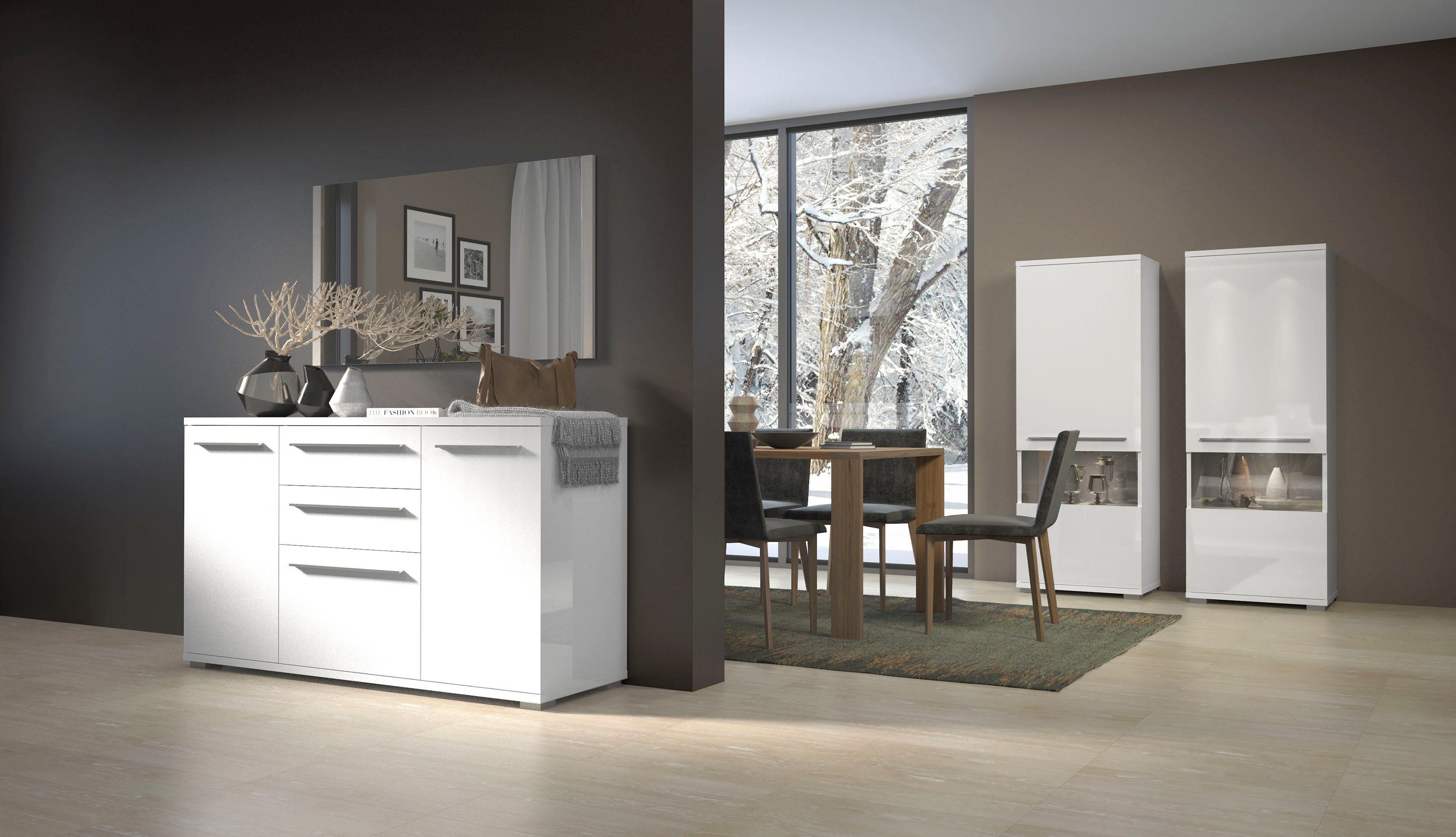 Places of Style Vitrinekast Piano UV-gecoat, soft close-functie