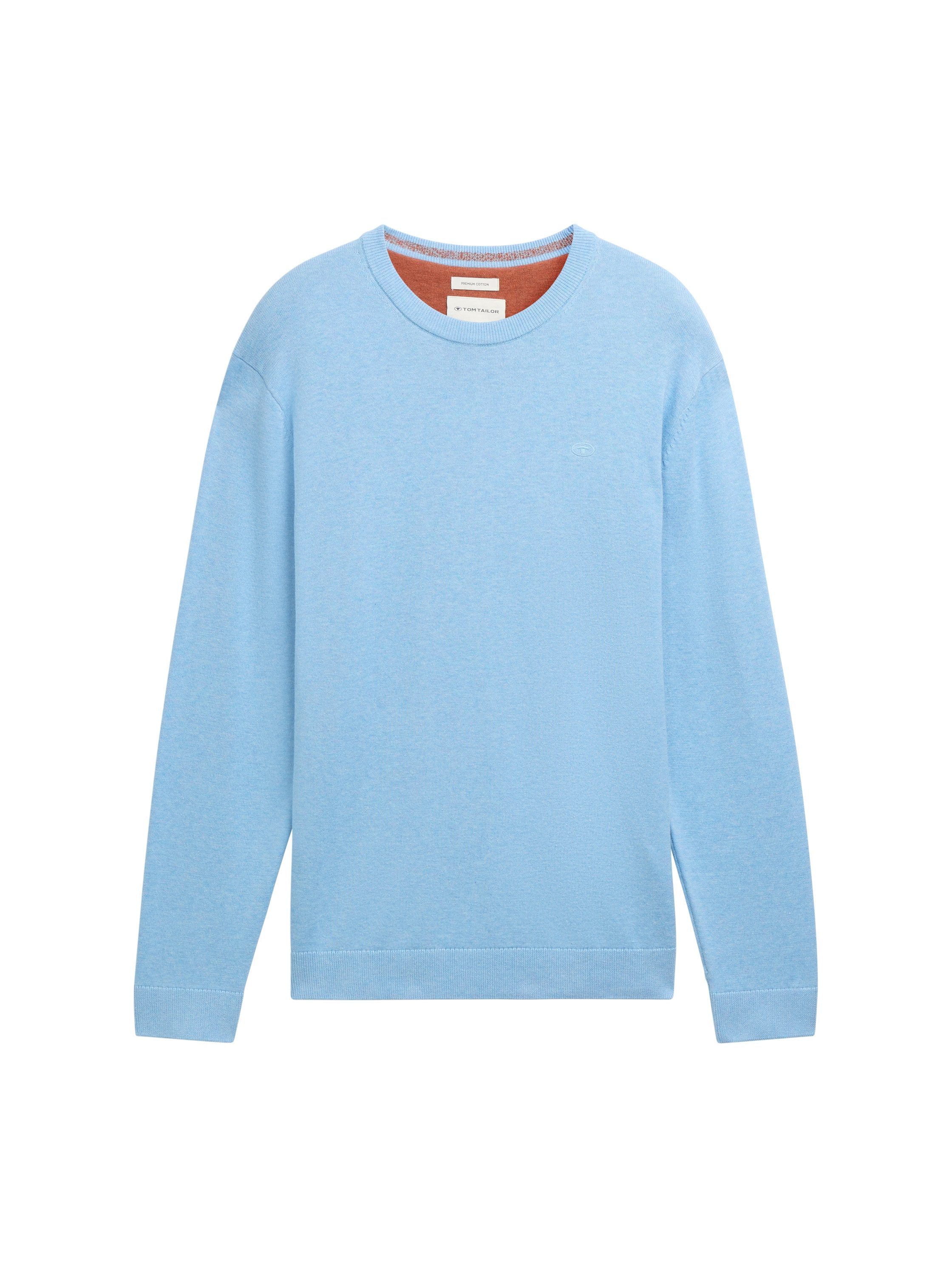 Tom Tailor Trui met ronde hals met geborduurd logo