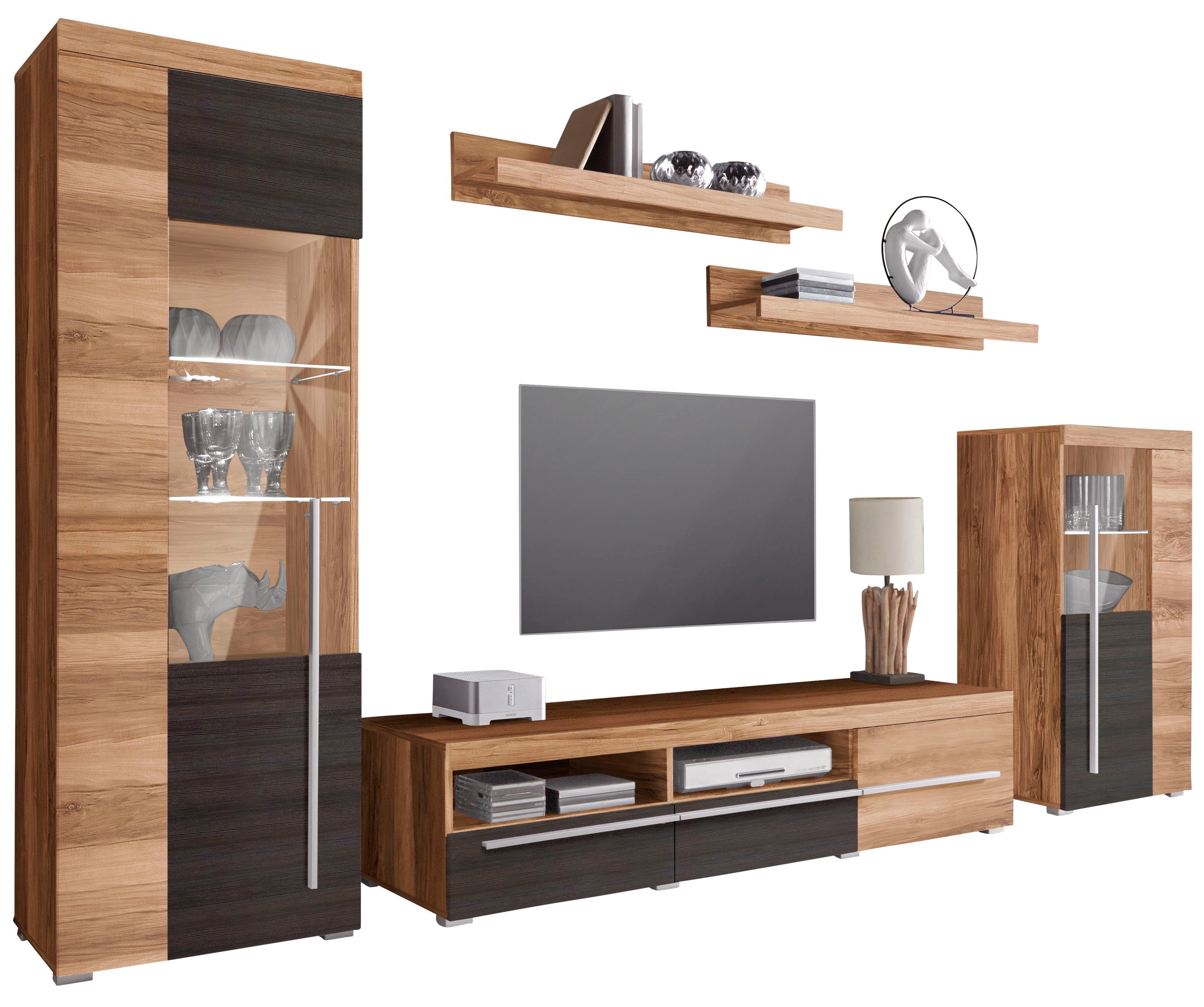 INOSIGN Wandmeubel Roger, breedte 270 cm modern mediawandmeubel zonder verlichting Aanbouwwand (set, 5-st) veel opbergruimte, vitrines met glazen deur (set, 5 stuks)