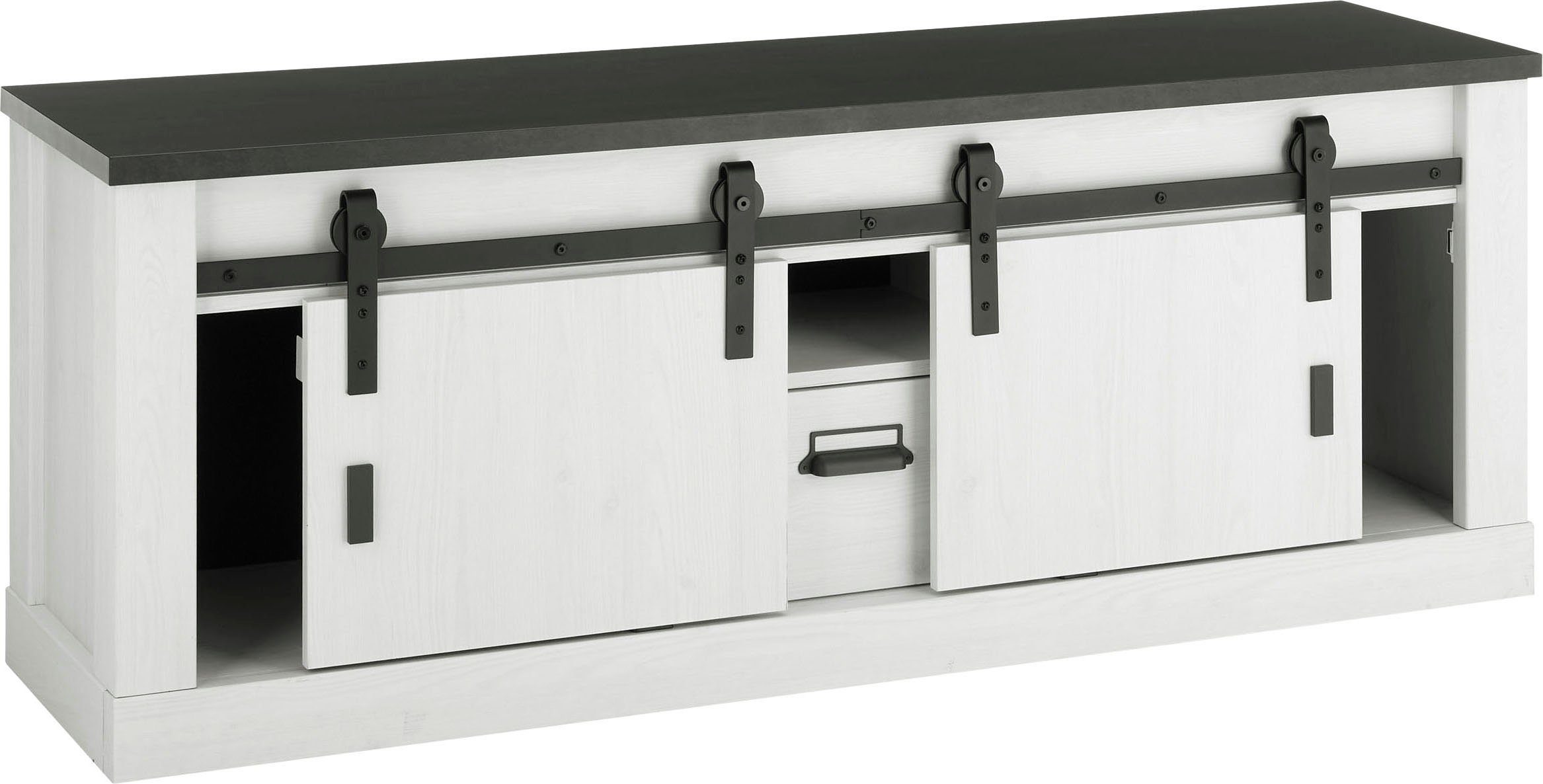 Home affaire Tv-meubel Sherwood Houtdecor, met schuurdeurbeslag en apothekersgreep, breedte 162 cm