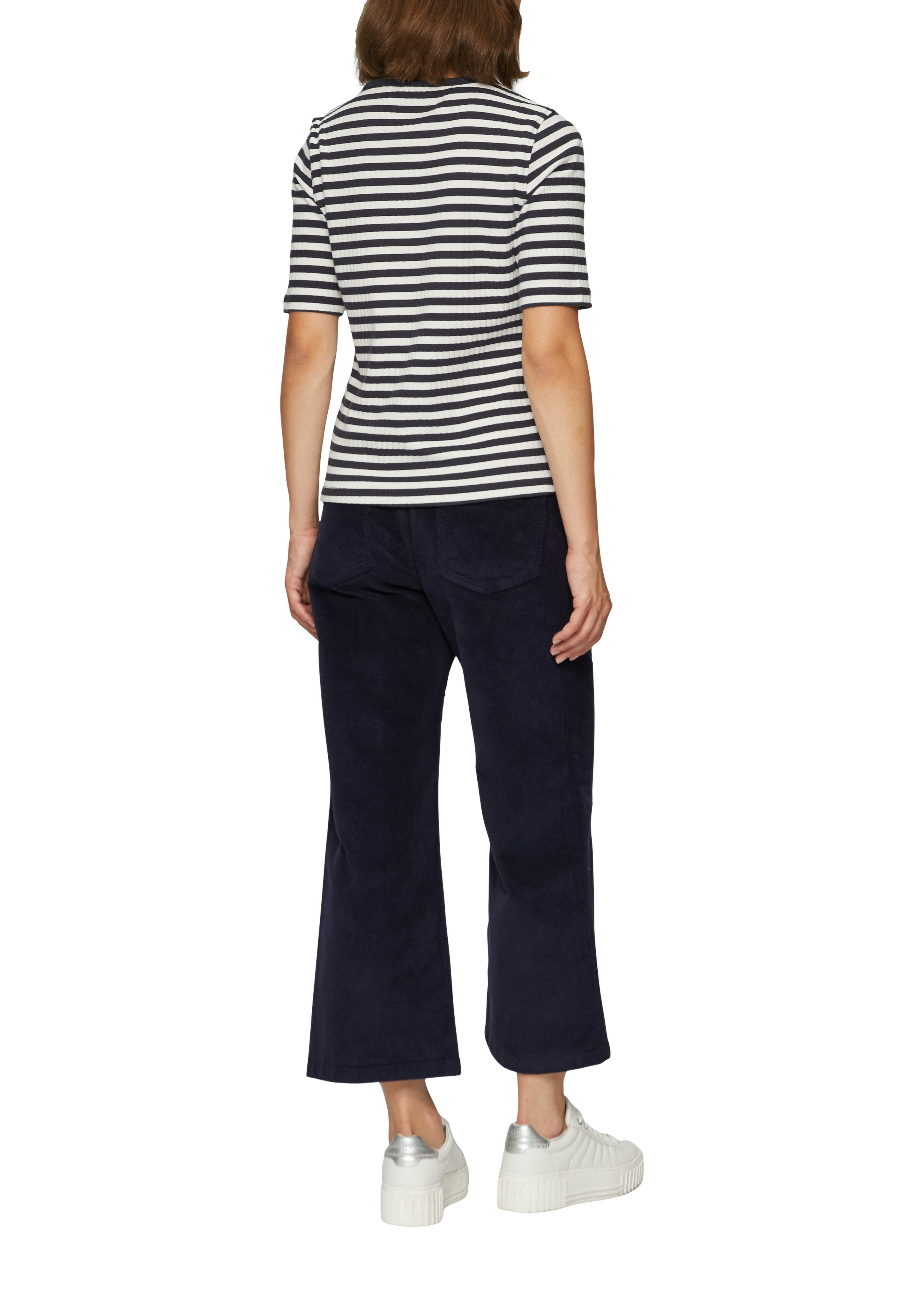 s.Oliver T-shirt halfarm met strepen in riblook