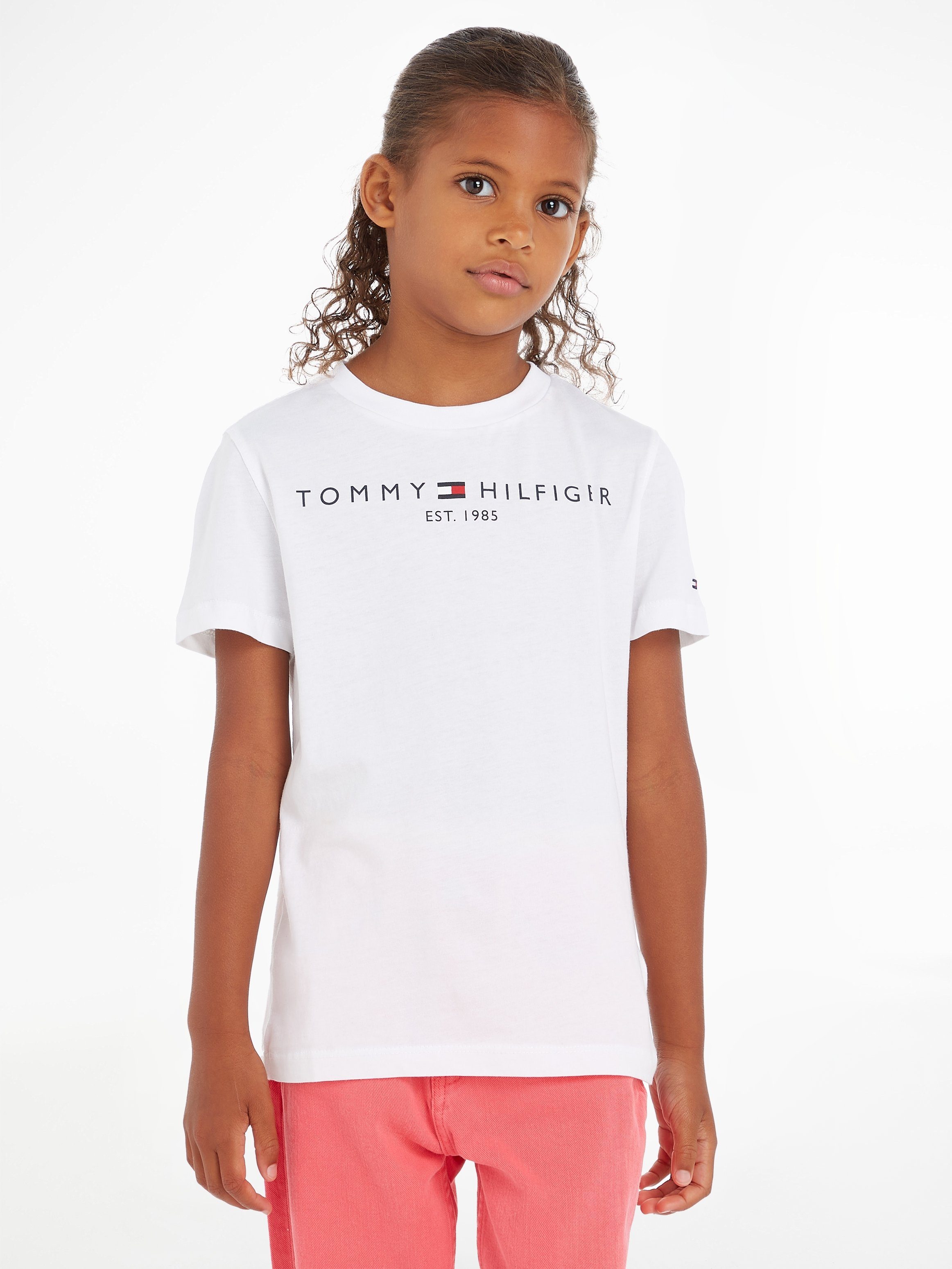 NU 20% KORTING: Tommy Hilfiger Shirt met ronde hals ESSENTIAL SWEATPANTS met tommy hilfiger logo-ops