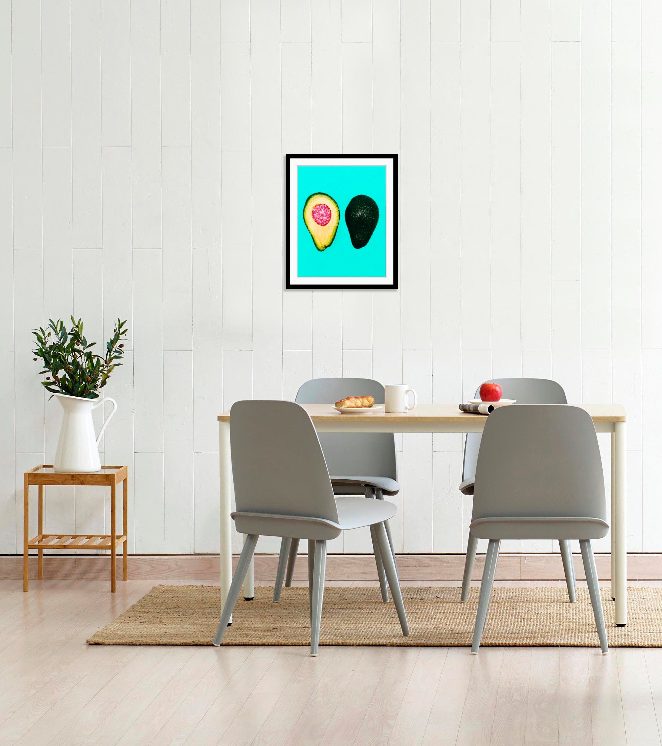 queence Wanddecoratie Kilian HD premium posterdruk incl. houten lijst (1 stuk) schilderijen maat 40 cm x 50 cm blauw