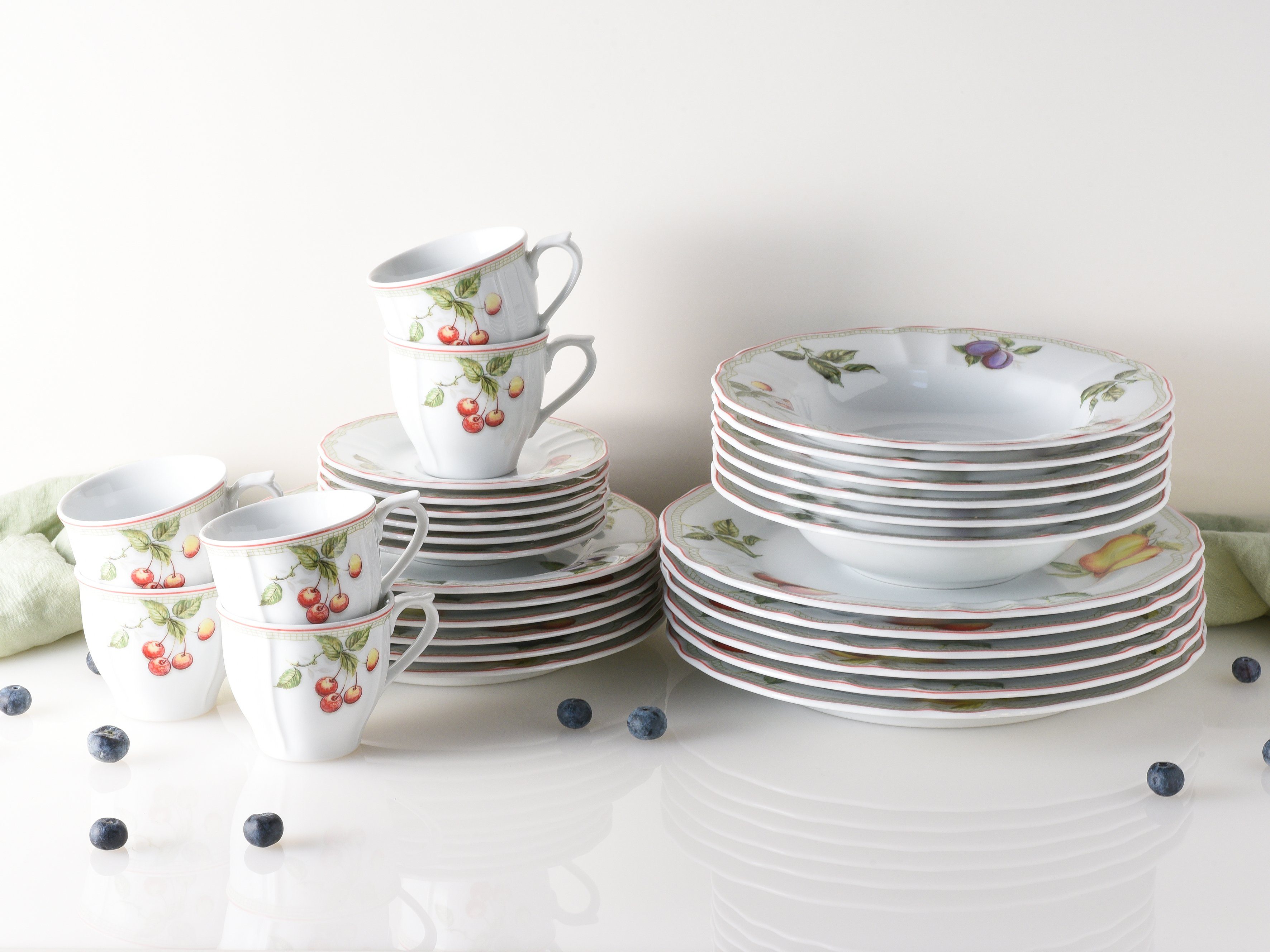 CreaTable Combi-servies Servies-set Flora Orchard Servies, 30 delen, voor 6 personen (set, 30-delig)