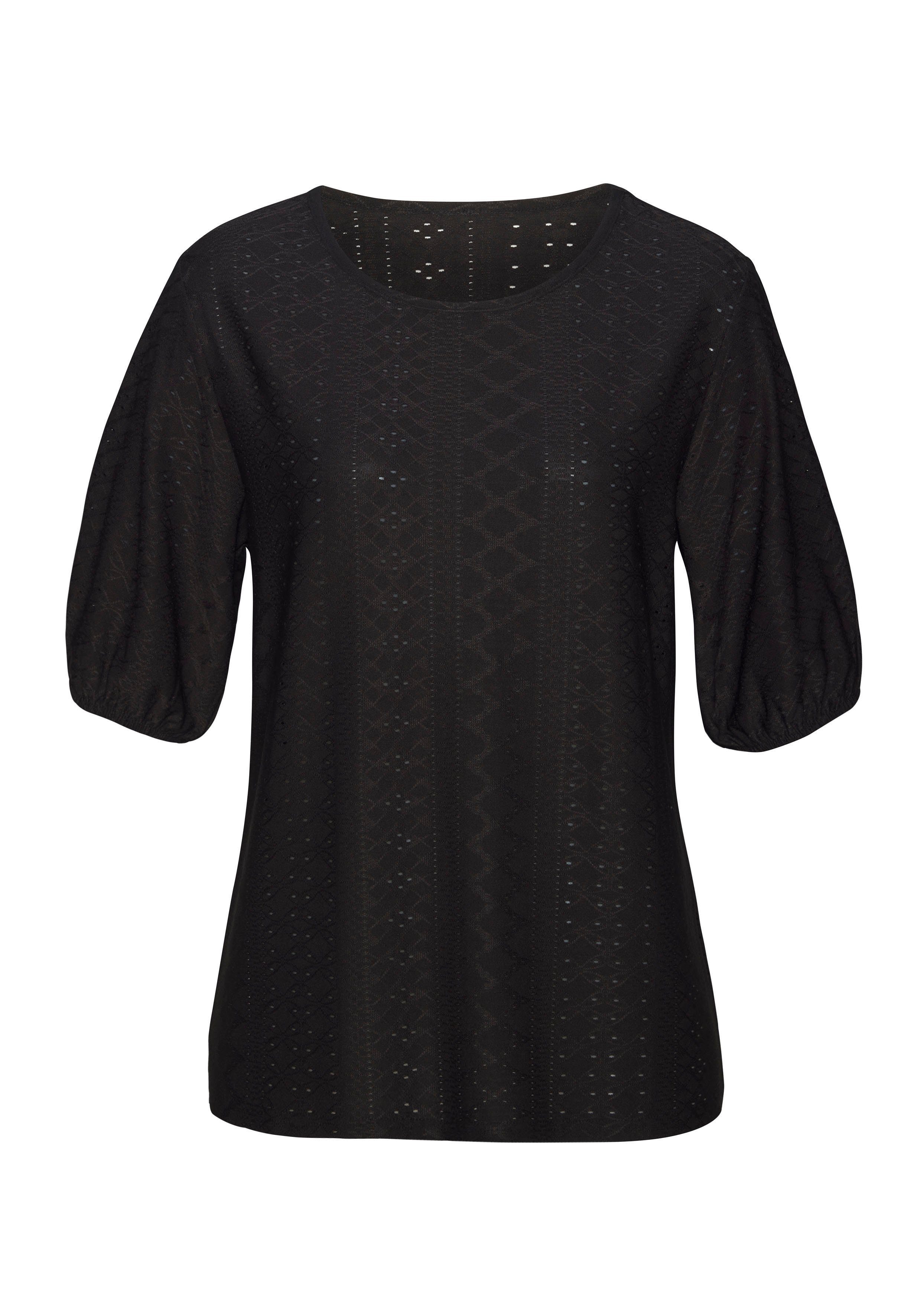 Vivance T-shirt met modieuze broderie anglaise (set 2-delig)