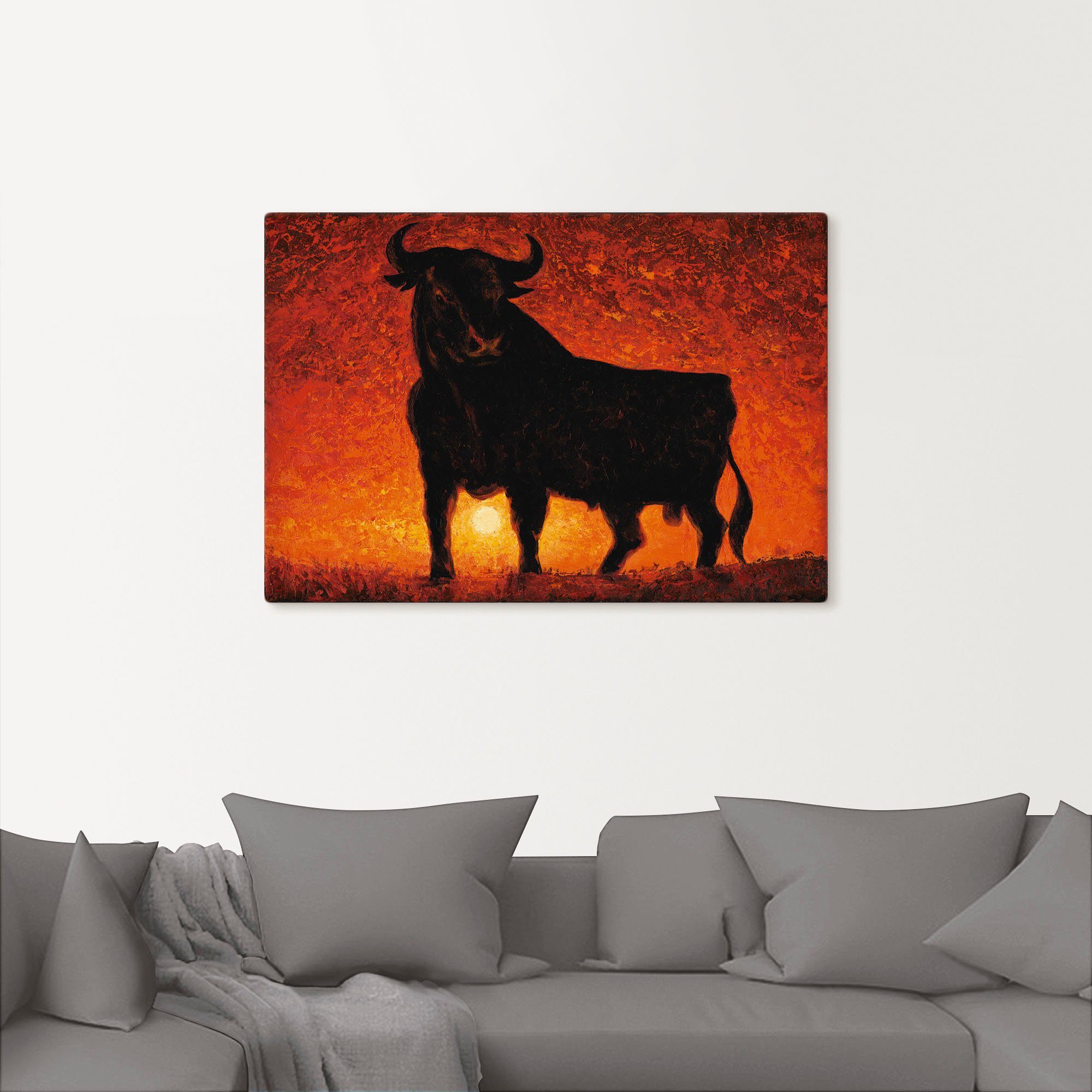Artland Artprint op linnen Andalusische stier gespannen op een spieraam