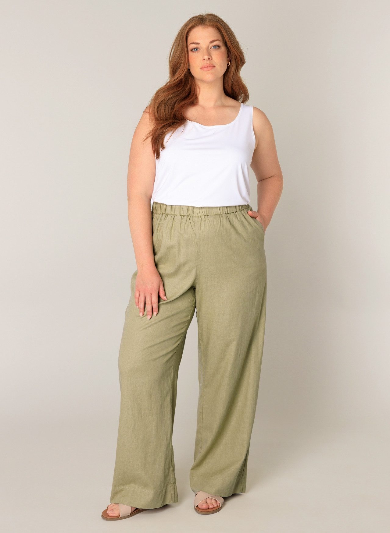 Base Level Curvy Linnen broek Yula
