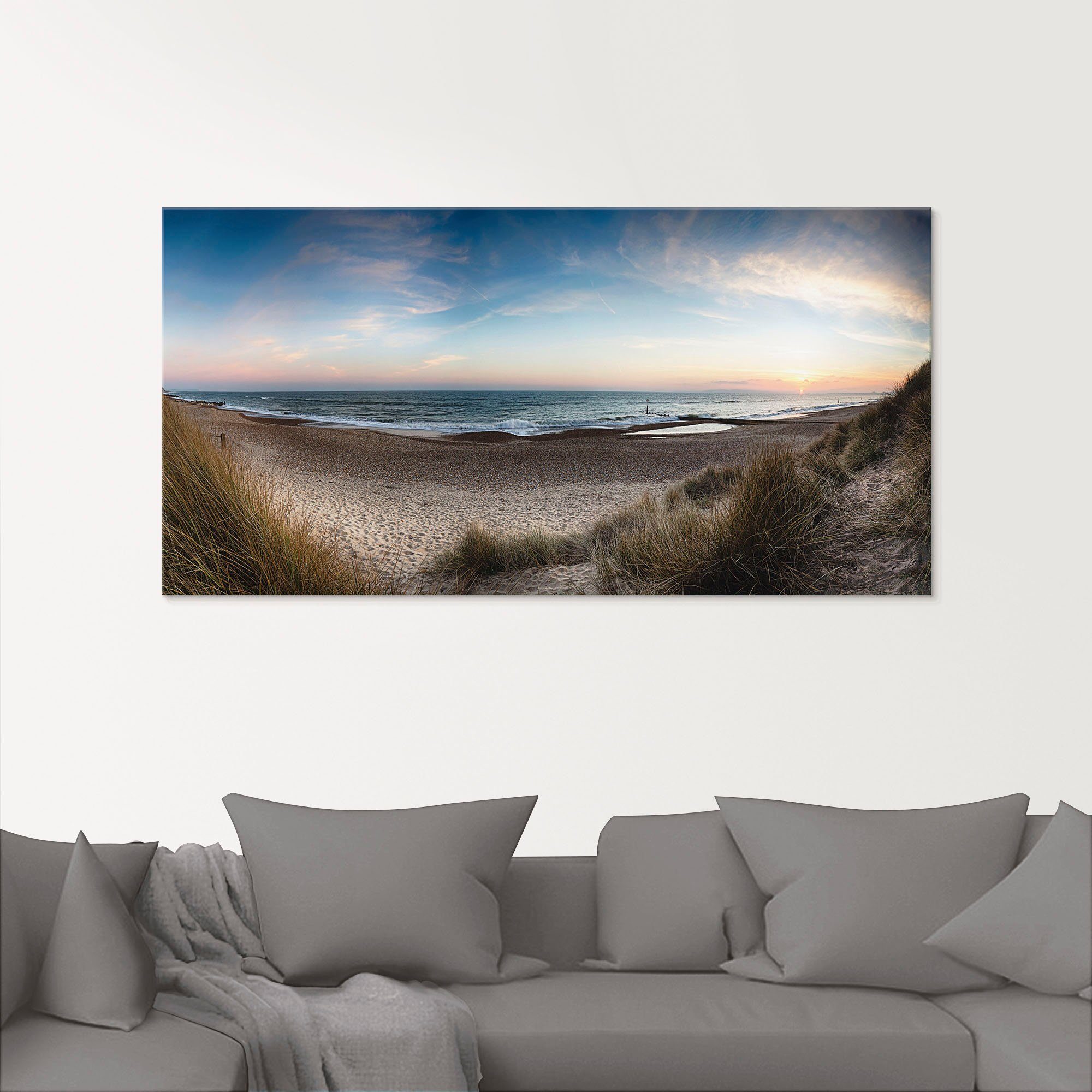 Artland Print op glas Strand en duinen aan de Hengistbury Head