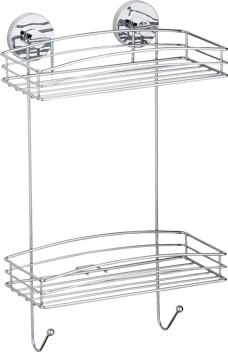 WENKO Doucherekje Wandplank 2 verdiepingen rekken & planken maat 26x15x43 cm zilver(kleur)