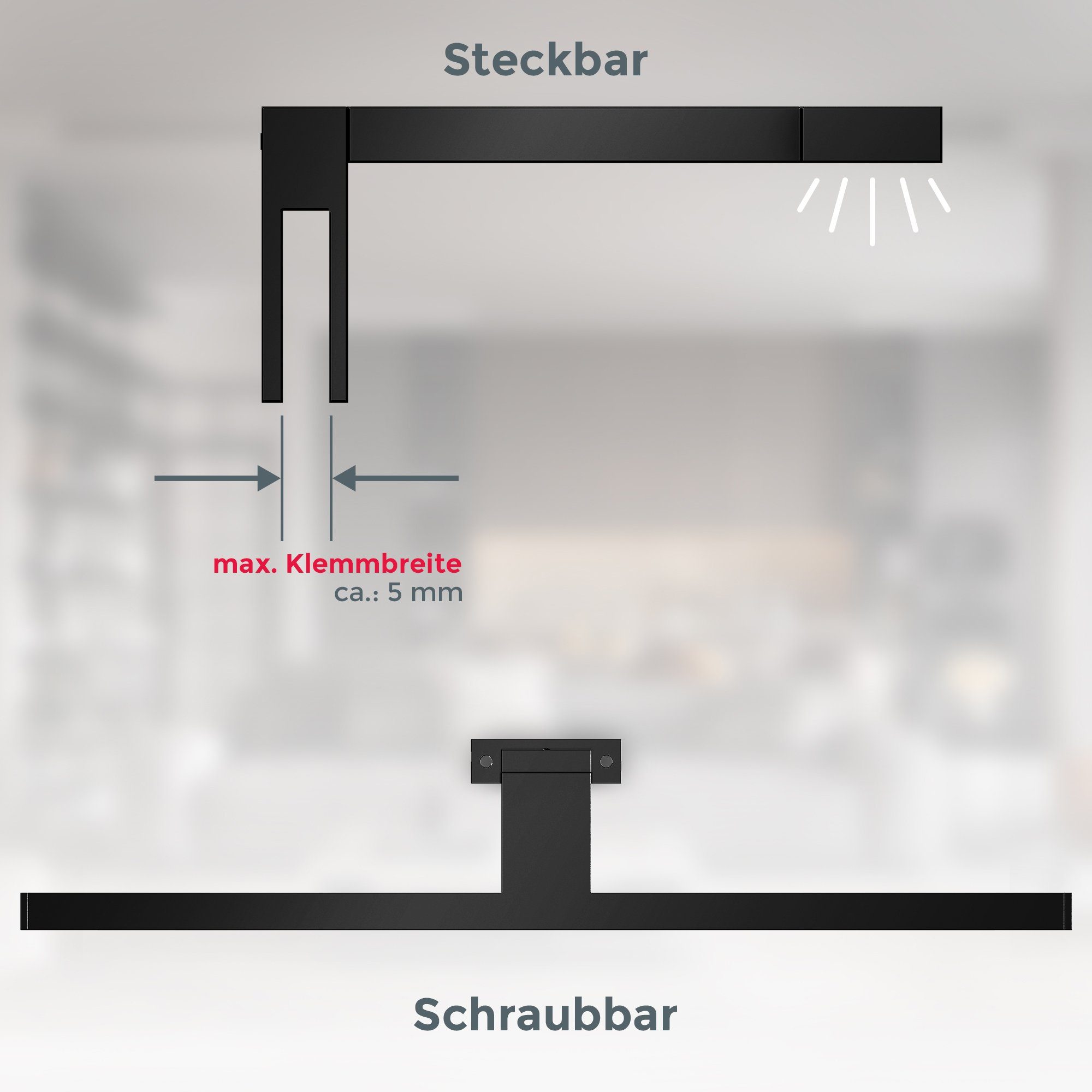 B.K.Licht Spiegellamp BK_SP1406 Badkamerlamp, spiegellamp, 60 cm breed, zwart 8w, 4.000k neutraal wit licht, ip44, spatwaterbescherming (1 stuk)
