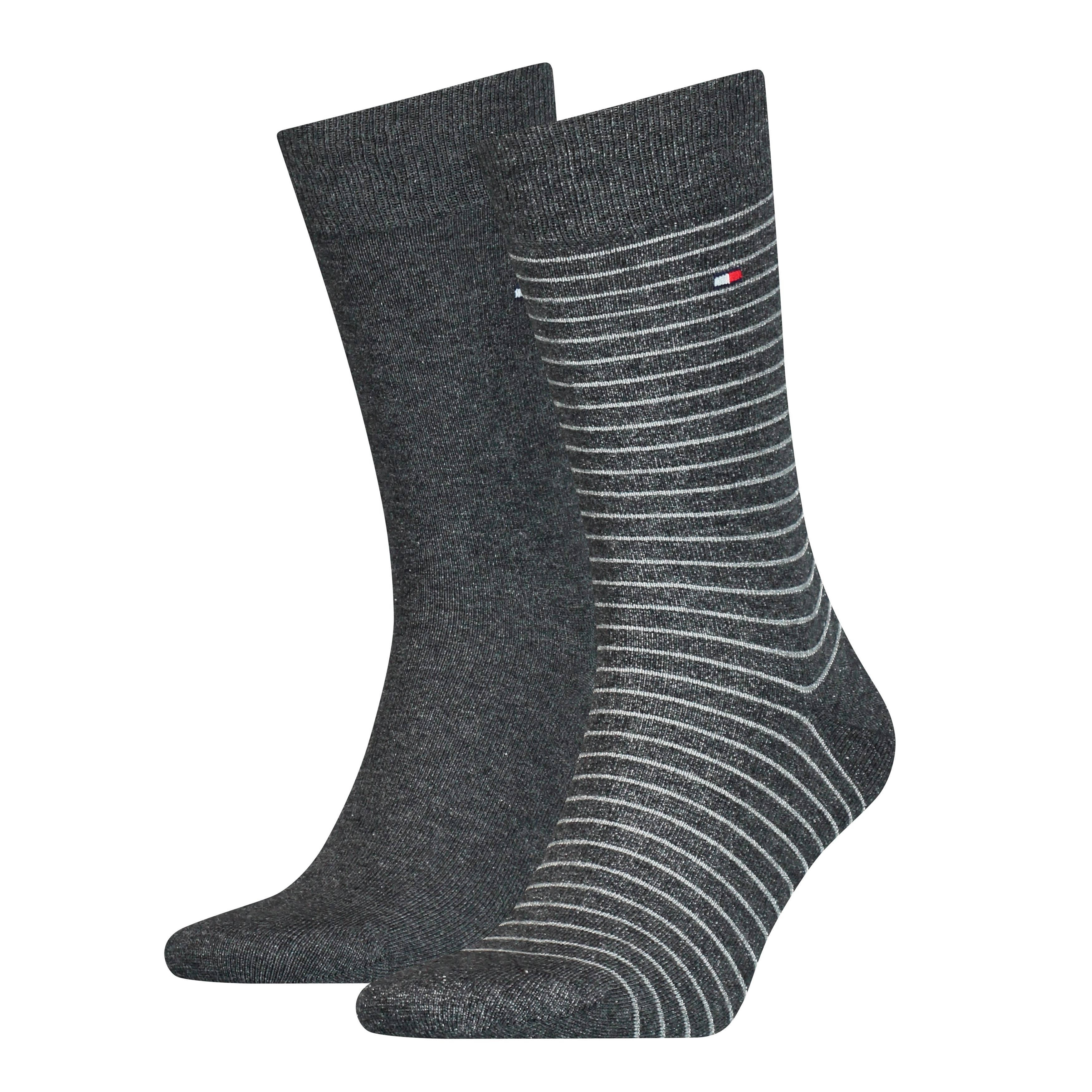 Tommy Hilfiger Sokken TH MEN SMALL STRIPE SOCK 2P (2 paar, 2 paar) heren sokken maat 43-46 grijs
