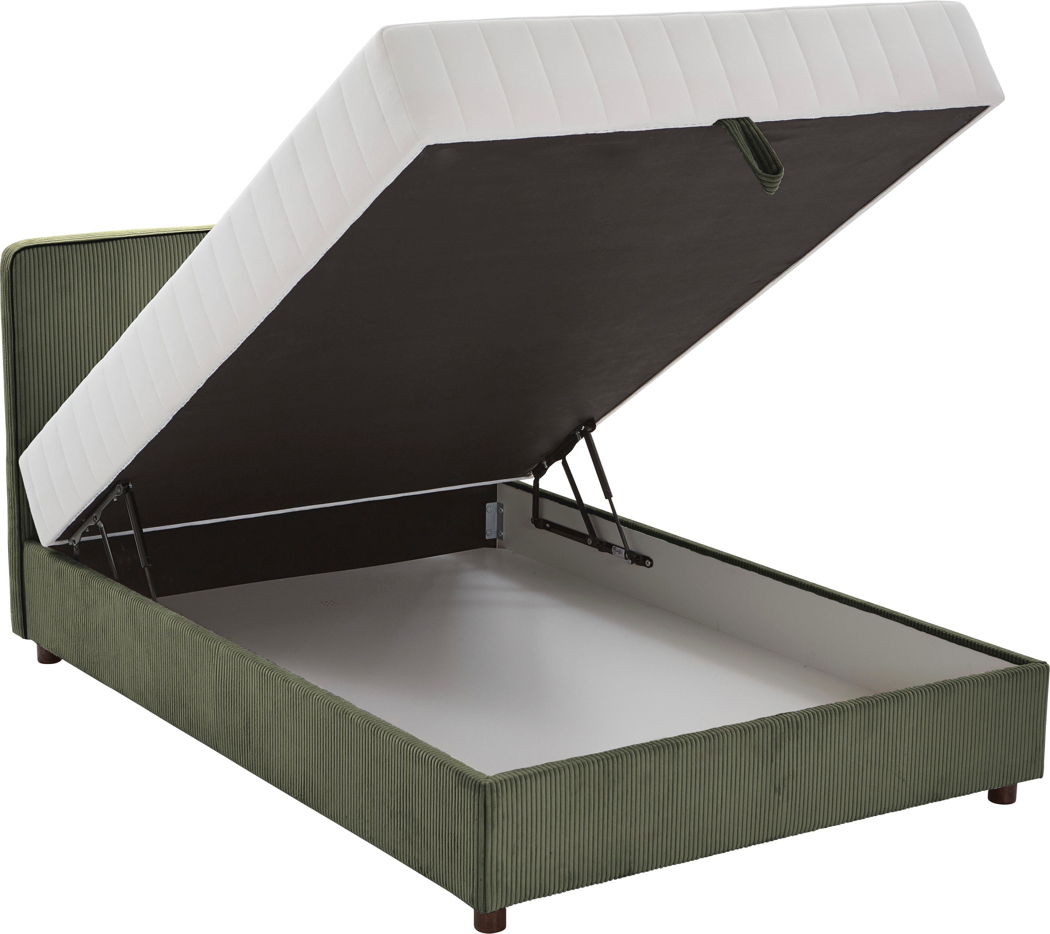 ATLANTIC home collection Bed Corinna Boxspring bed incl. opbergruimte, ribfluweel, verkrijgbaar in verschillende breedtes