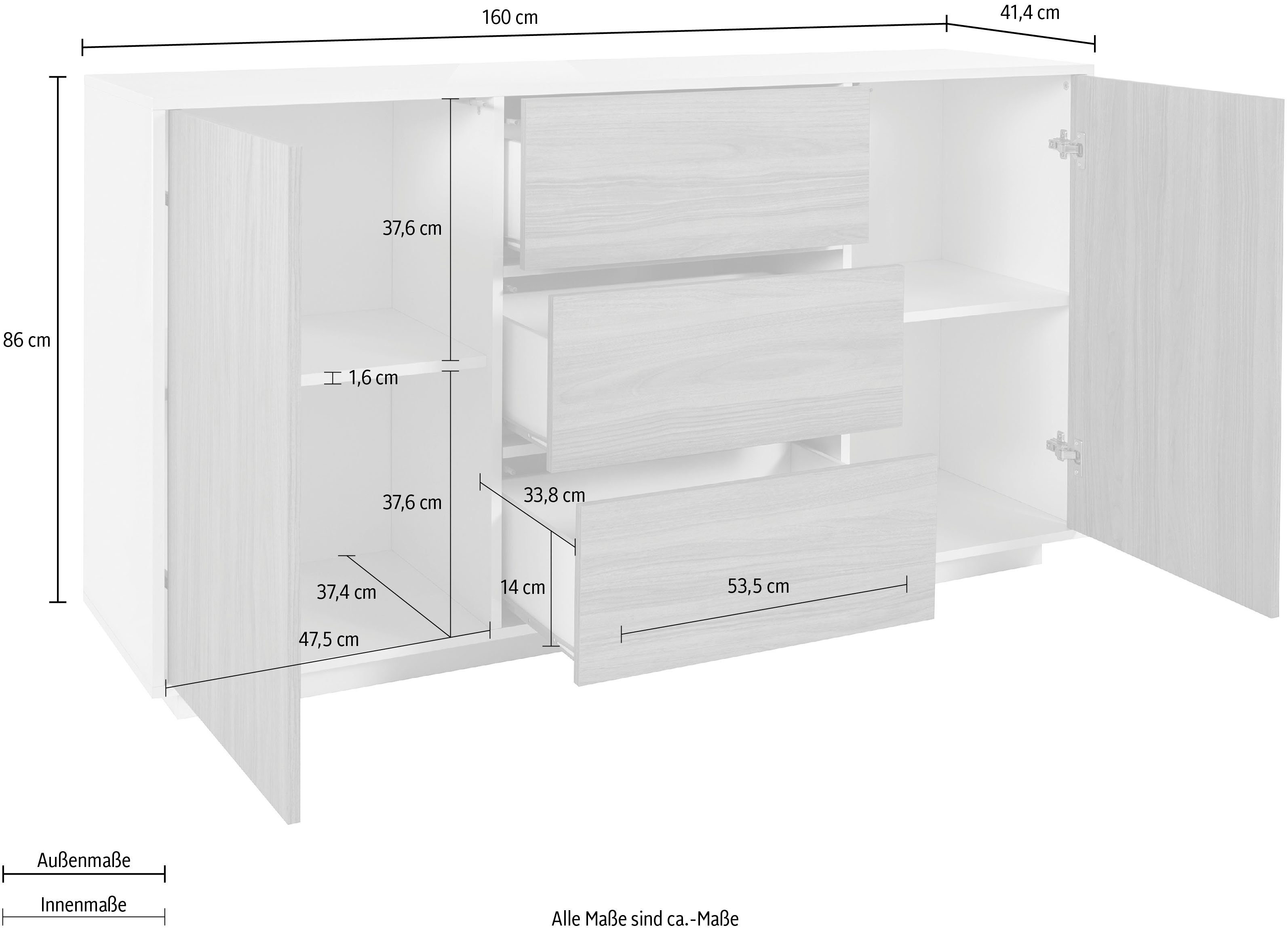 INOSIGN Dressoir Bloom Breedte ca. 160 cm