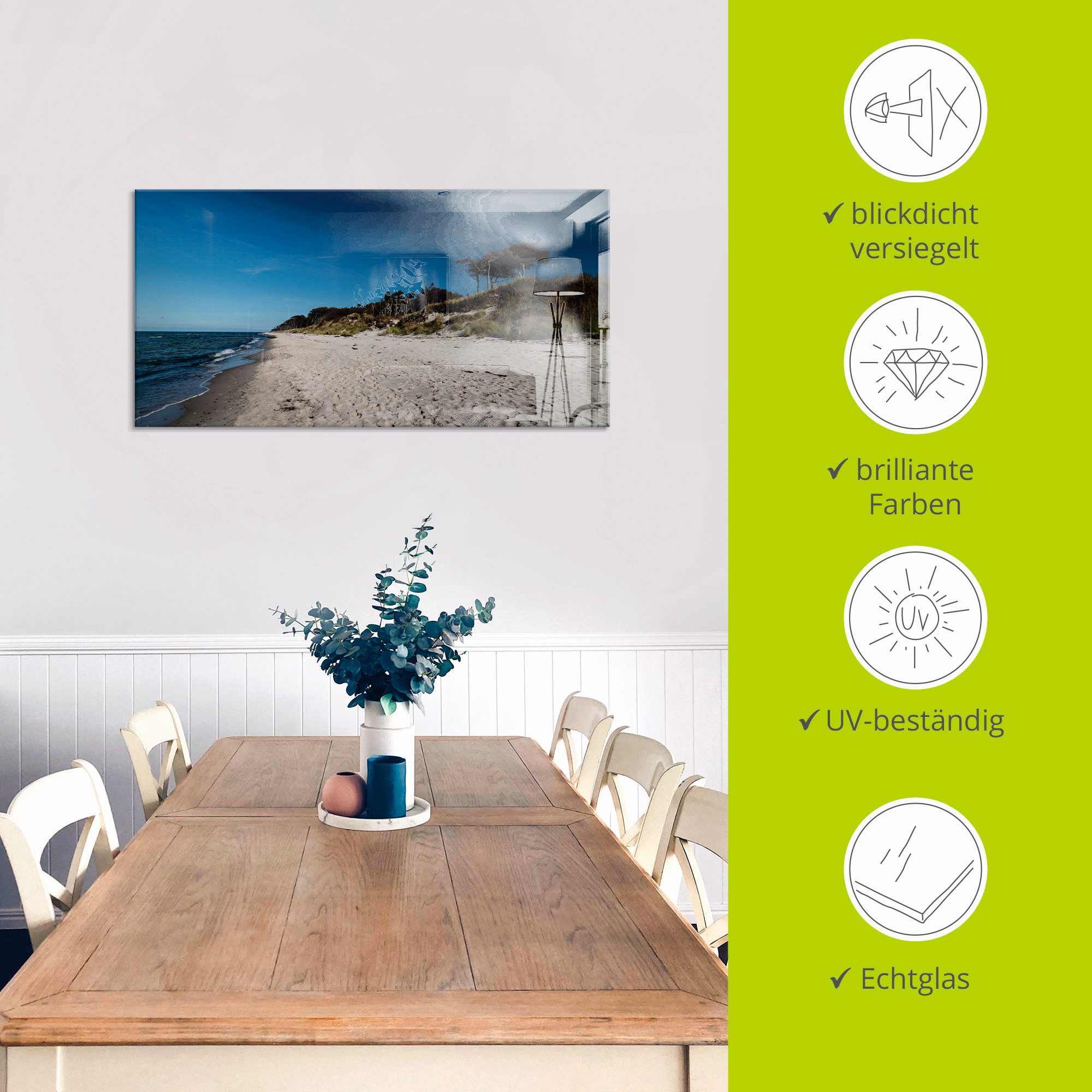 Artland Print op glas Aan het Weststrand- Oostzee - Darss