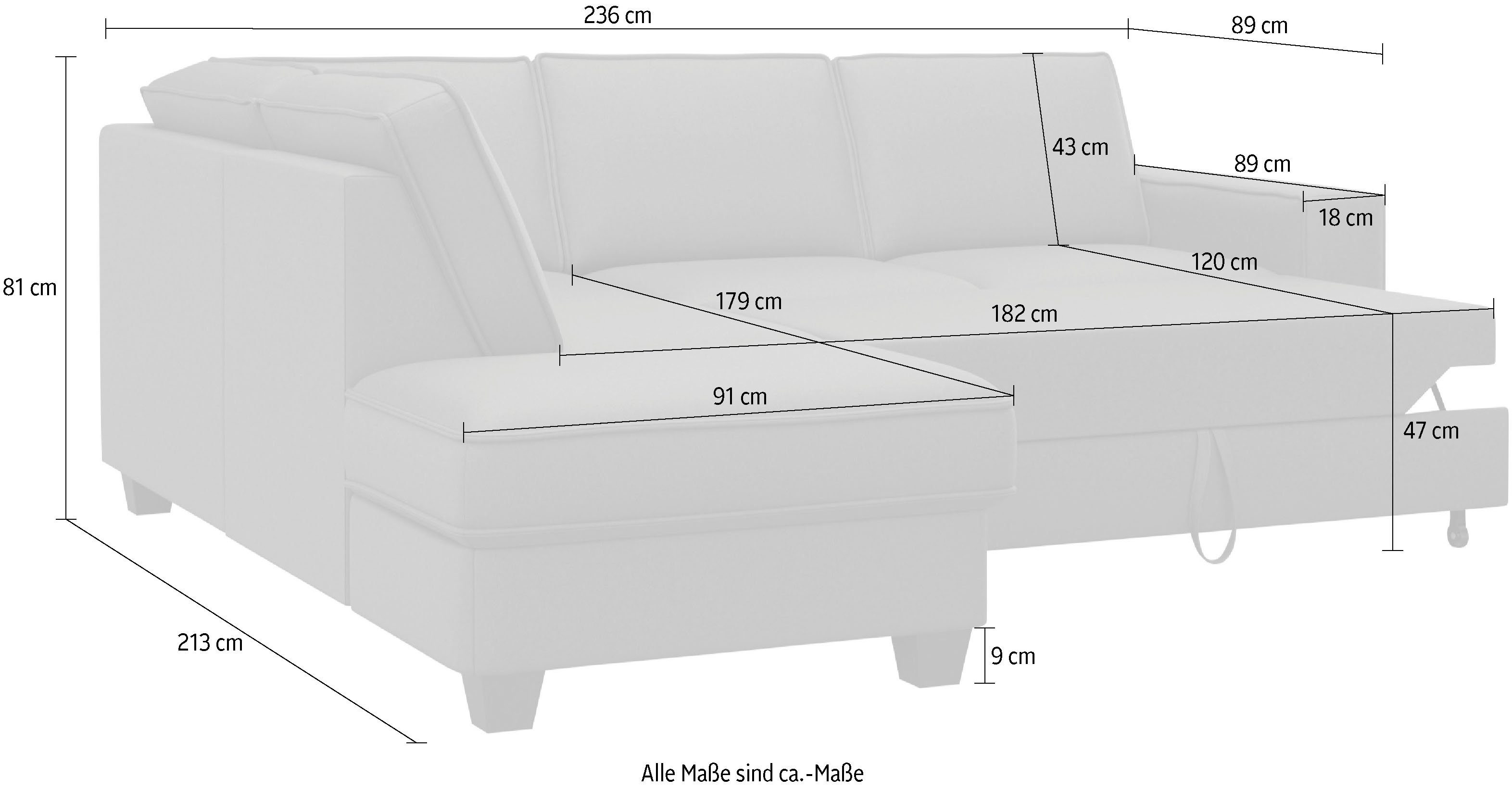 Home affaire Hoekbank County L-model naar keuze ottomane links of rechts, met binnenveringsinterieur (2-delig)