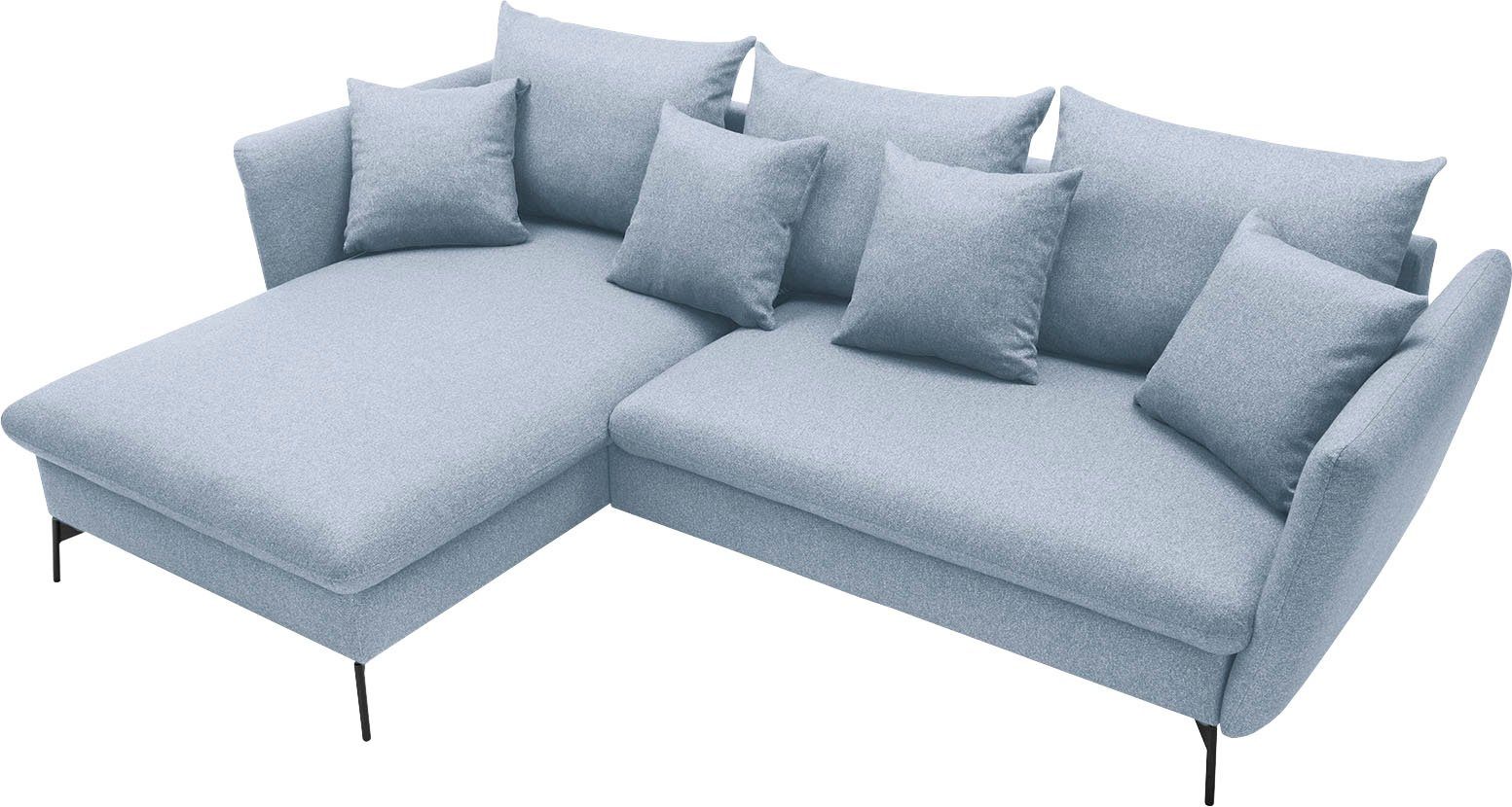andas Hoekbank LIVORNO,258 cm, L-model, Slaapfunctie en bedlade (139/224 cm), fluweel, structuur, geweven stof