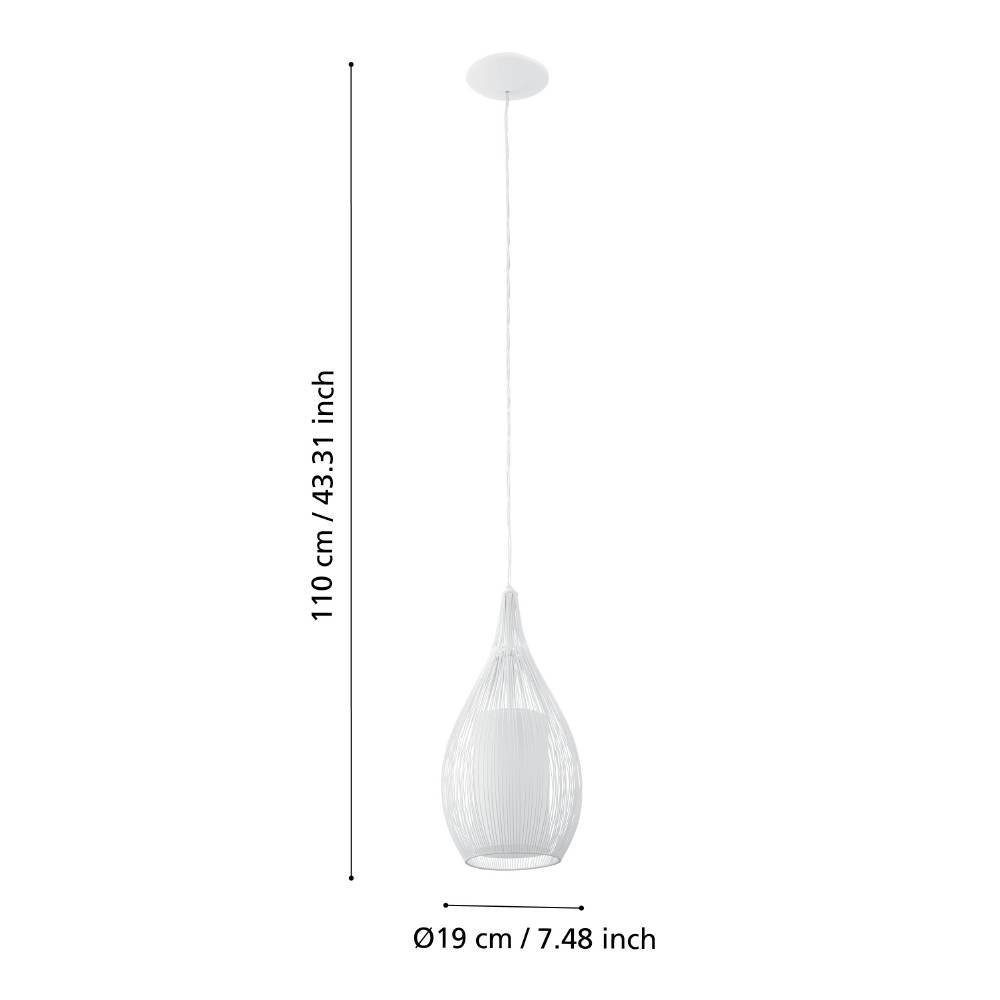 EGLO Hanglamp RAZONI hanglamp, pendellamp, staal, gesatineerd glas, wit, E27 (1 stuk)