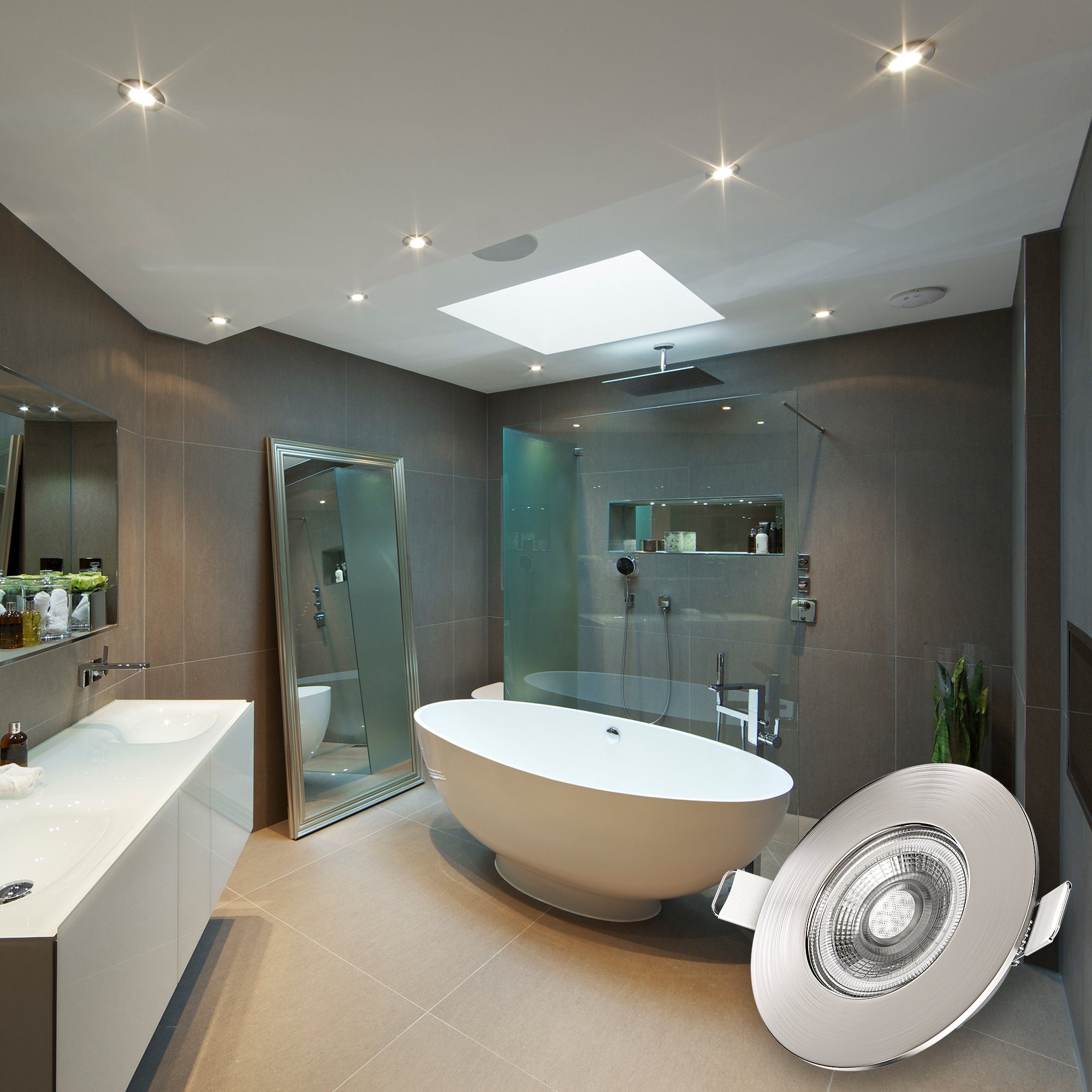 B.K.Licht Ledinbouwlamp 3-delige bad inbouwspot, IP44 beschermd, platte inbouwspots