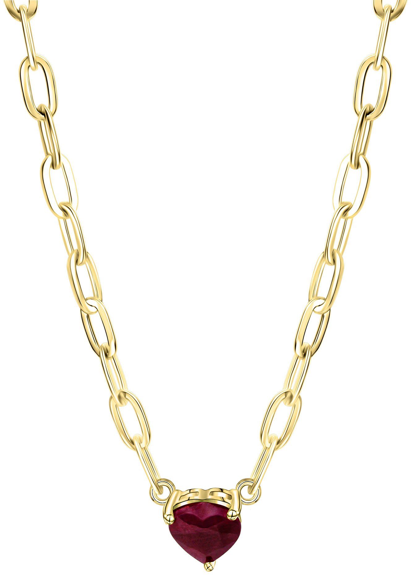 Firetti Ketting met hanger Sieraad cadeau zilverkleur 925 halssieraad halsketting ankerketting hart dames kettingen rood
