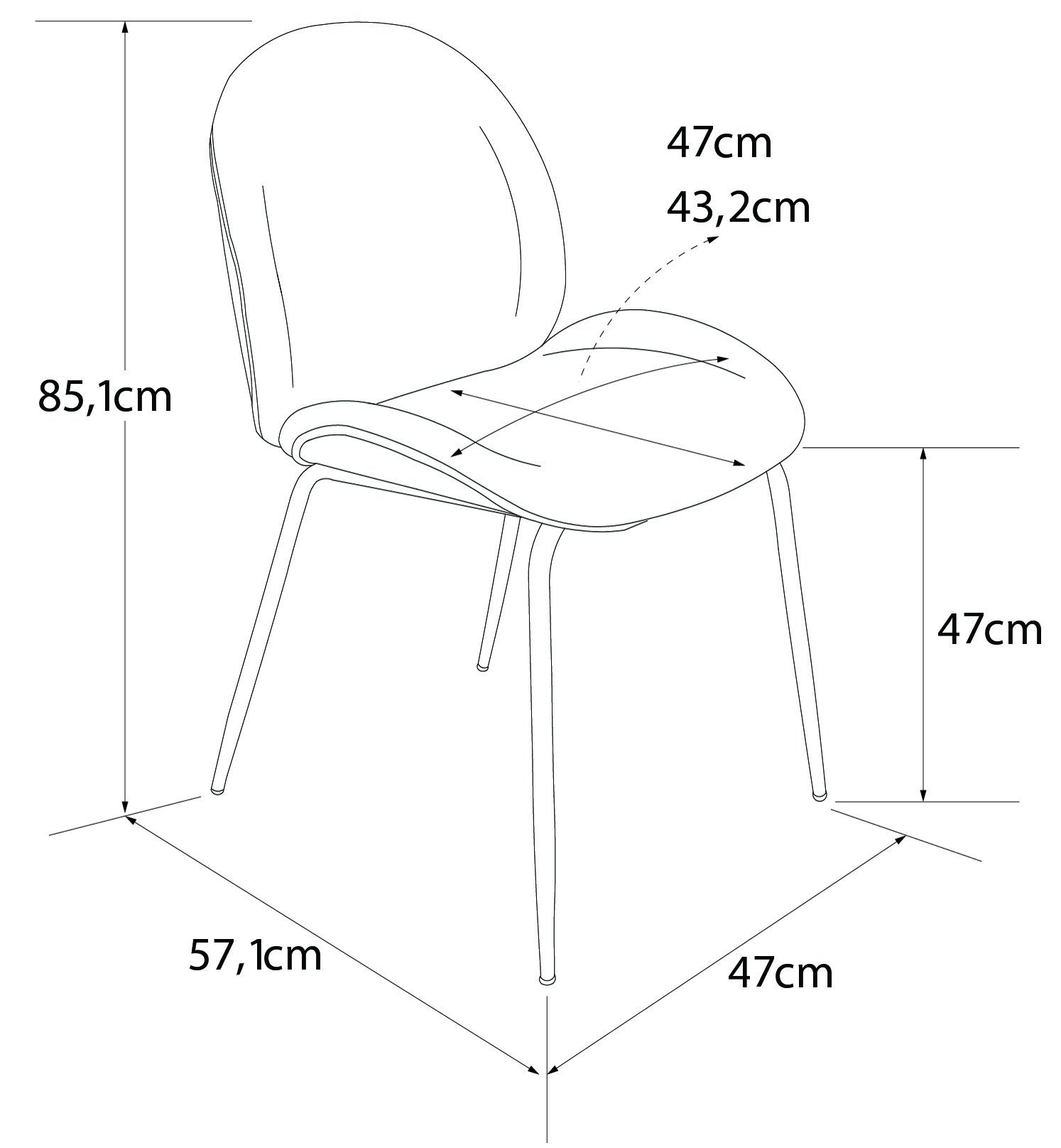 CosmoLiving by Cosmopolitan Eetkamerstoel Astor Zacht verdikte zitting en rugleuning, messingkleurig frame, zithoogte 47 cm (1 stuk)