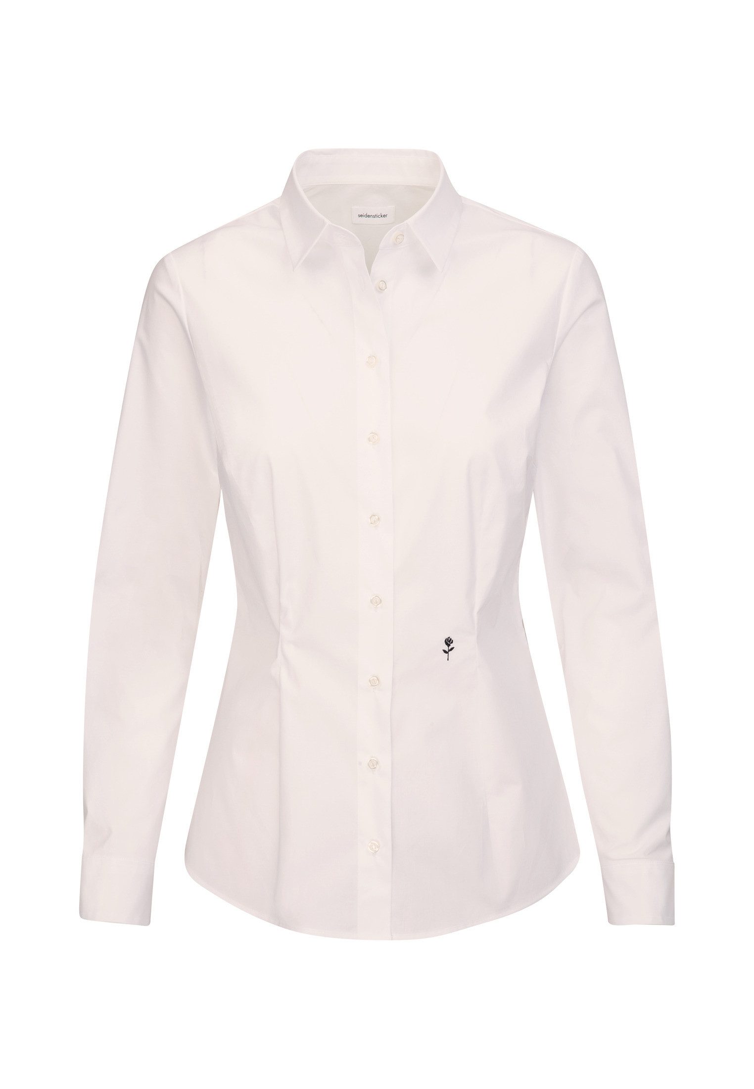 seidensticker Overhemdblouse Zwarte roos Lange mouwen kraag uni