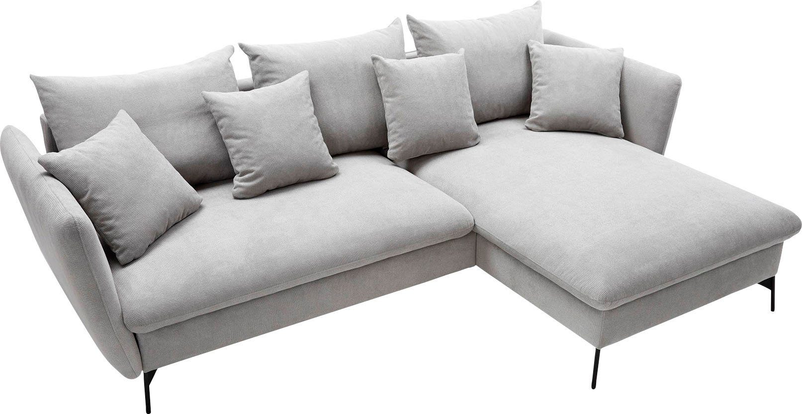 andas Hoekbank LIVORNO,258 cm, L-model, Slaapfunctie en bedlade (139/224 cm), fluweel, structuur, geweven stof
